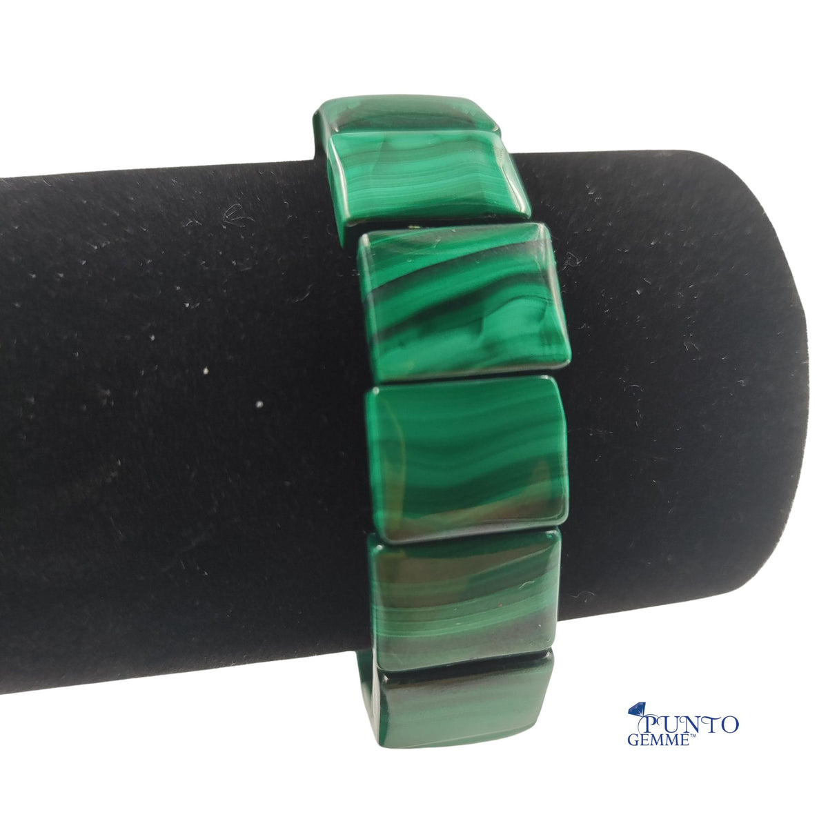 Bracciale malachite del Congo naturale a filo singolo con placchette rettangolari MA0049