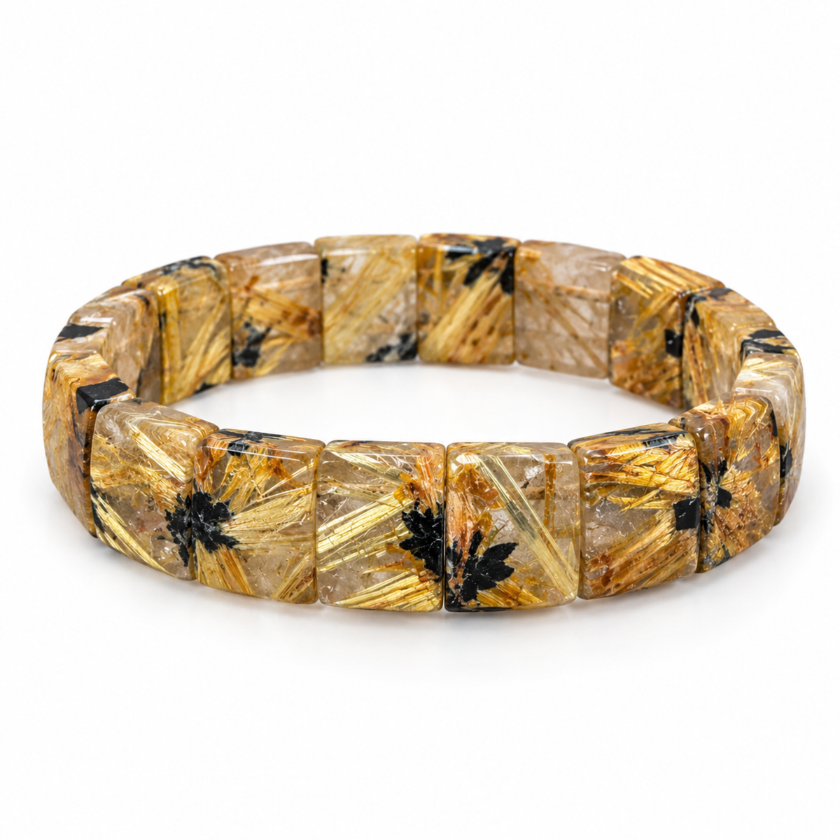 Bracciale Quarzo Rutilato naturale 10x20 mm Punto Gemme MA0053