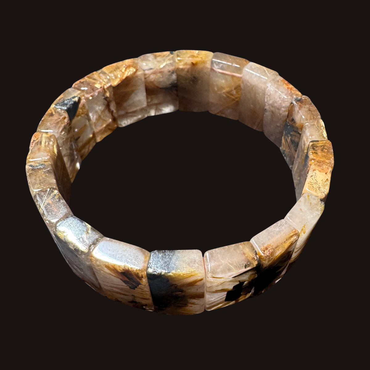 Quarzo Rutilato naturale elastico  con inclusioni dorate bracciale MA0053