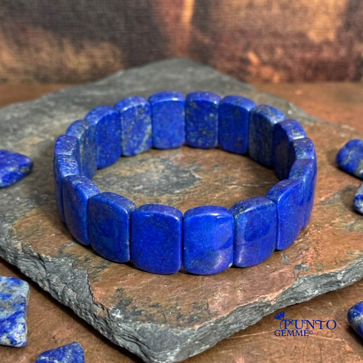Bracciale Lapislazzuli naturale rettangolare Taglia L Punto Gemme MA0059
