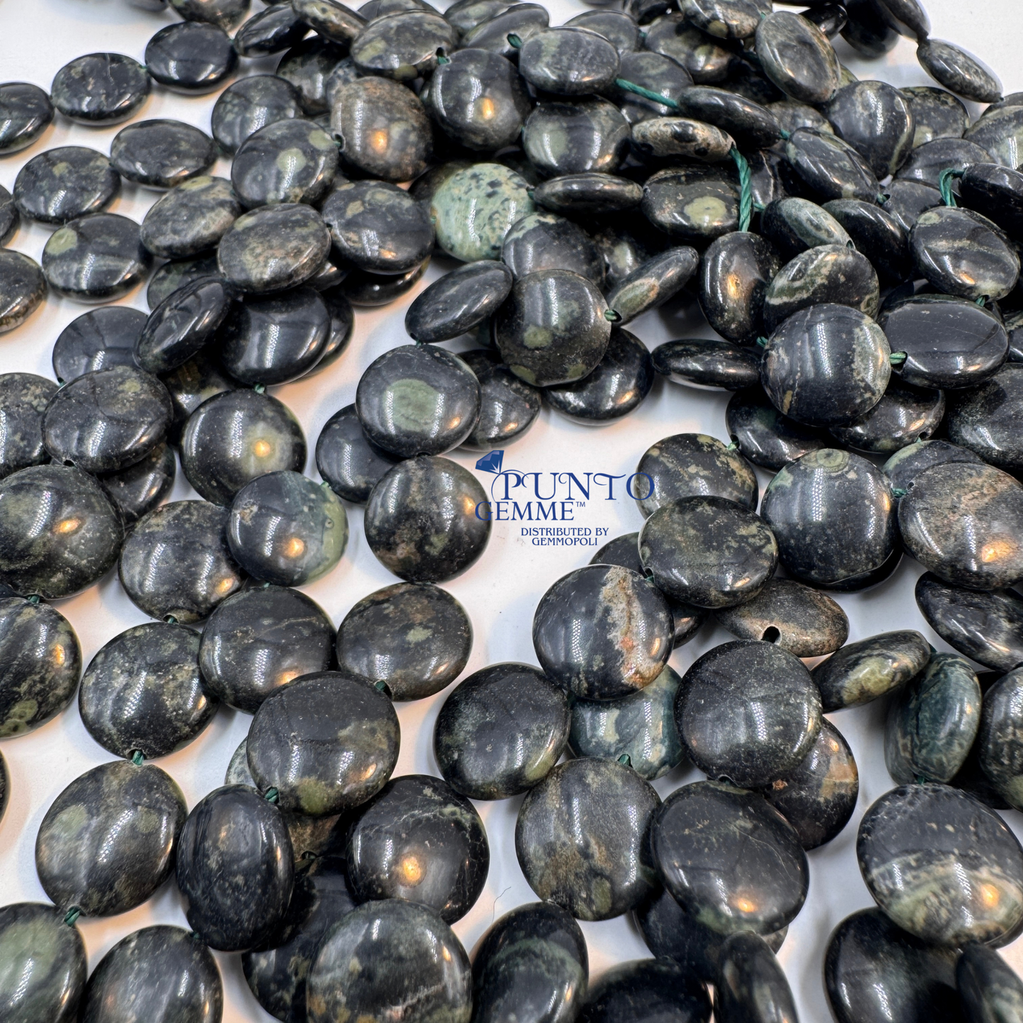 Insieme multistrato fili Diaspro Kambaba, tondo piatto 10mm.