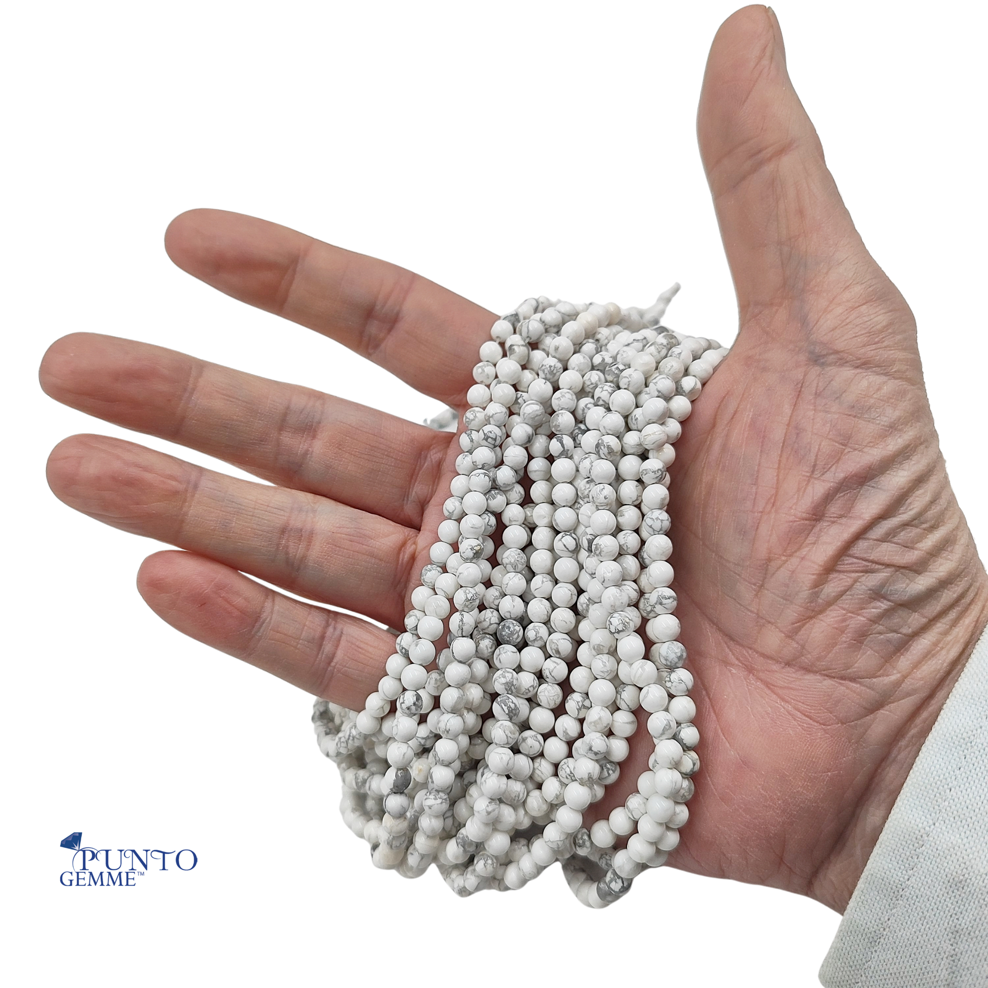 Howlite Bianca naturale, la pietra aurea associata alla Luna e al Chakra della Corona per la pace interiore.