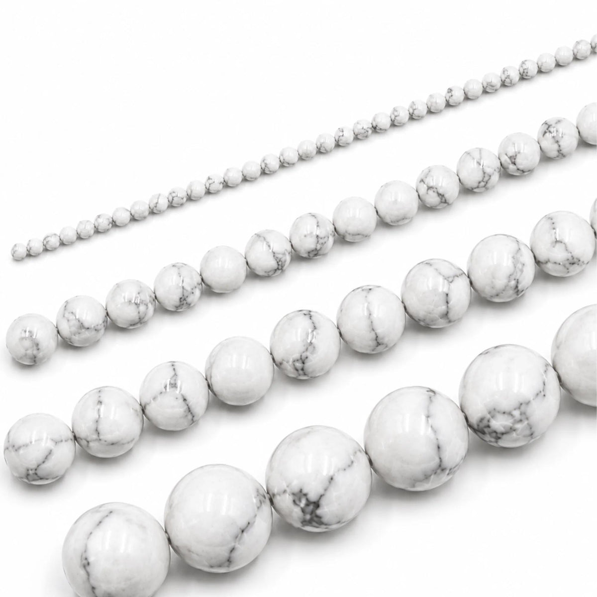 Filo Howlite Bianca Naturale Bigiotteria 4 6 8 10 mm Gemmopoli - PE0420