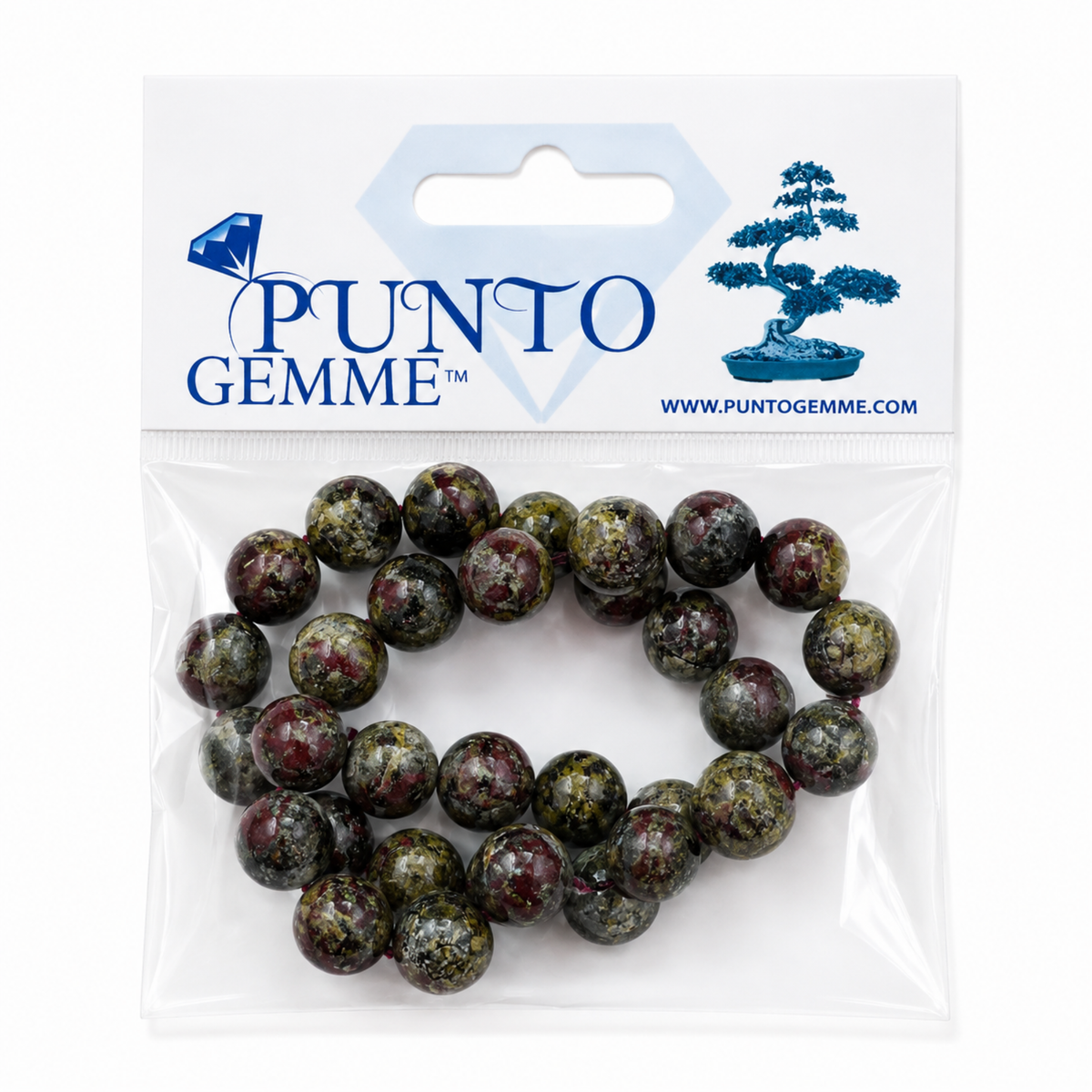Confezione filo Diaspro Sangue di Drago PE0423-12 Punto Gemme