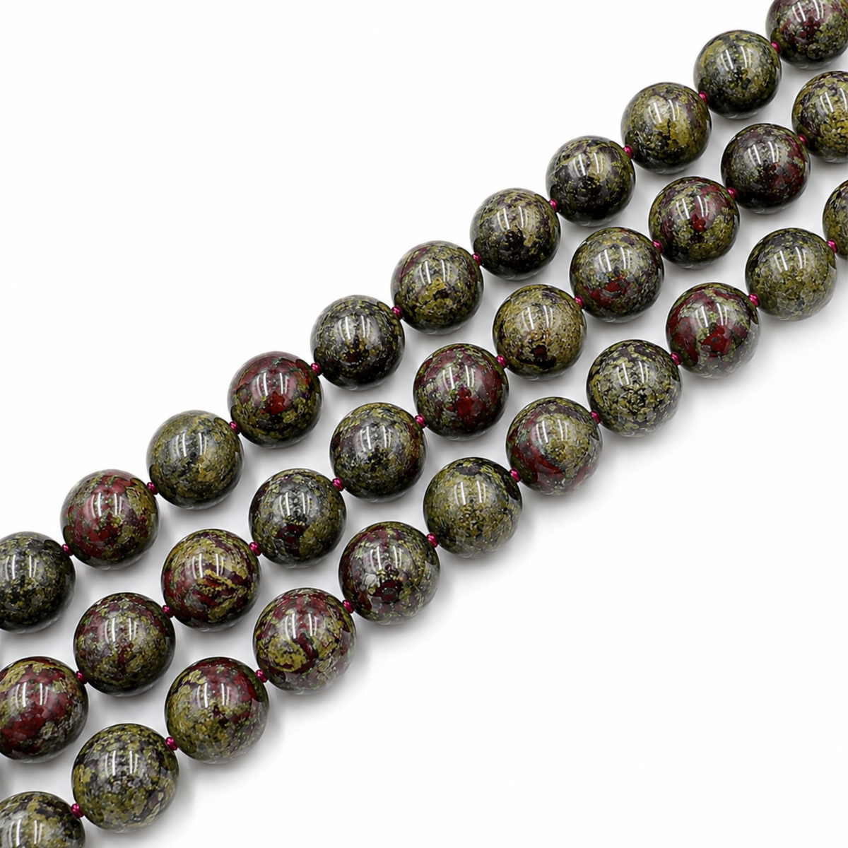 Filo Diaspro Sangue di Drago Naturale Grado A 12 mm Punto Gemme