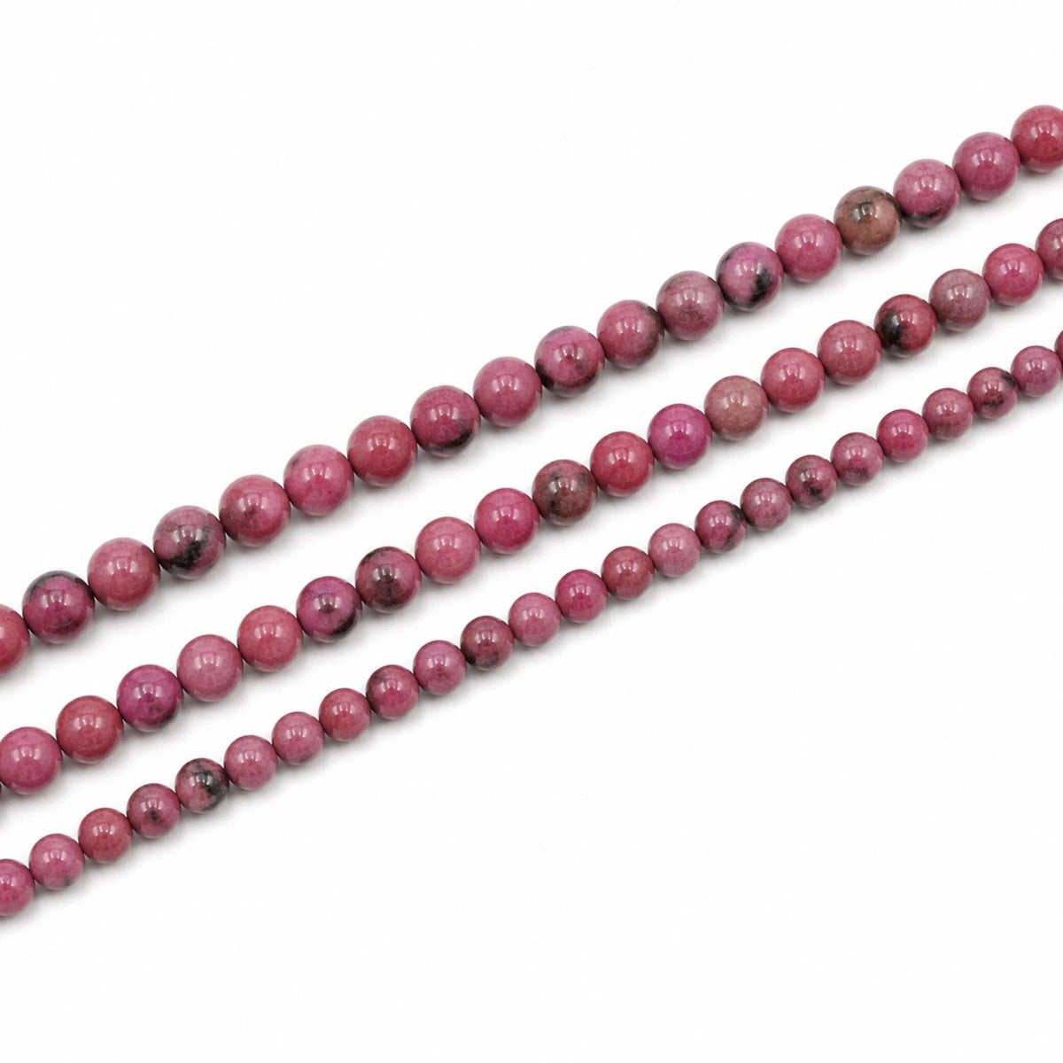 Filo Rodonite Pietra Naturale Rosa 6 mm Certificato PE0460-06