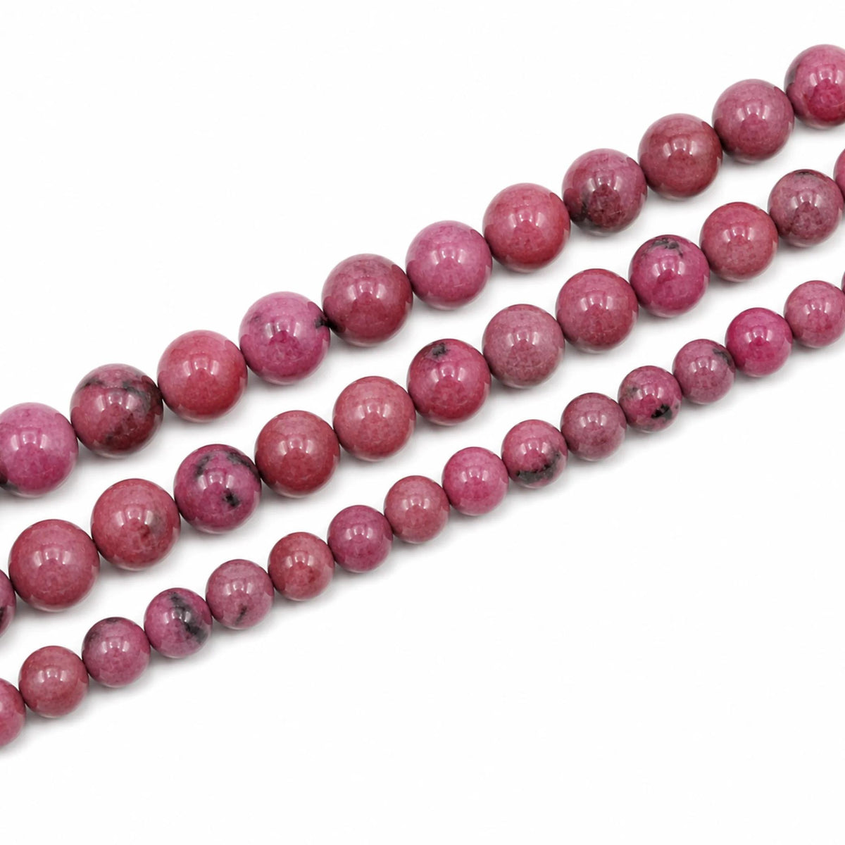 Filo Rodonite Pietra Naturale Rosa 4 6 8 10 mm Certificato PE0460 - PE0460