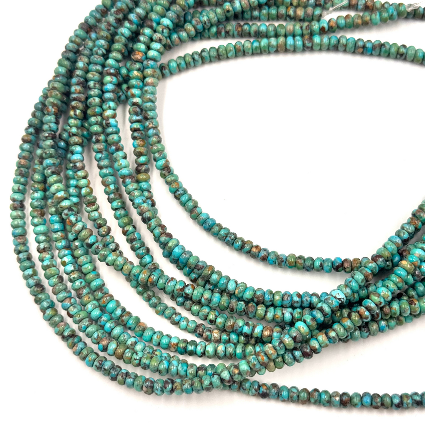 Turchese  genuino Filo di Pietre Naturali  Rondella Liscia 2x4 mm - TOP 100 • Pietra Aurea • PE0515