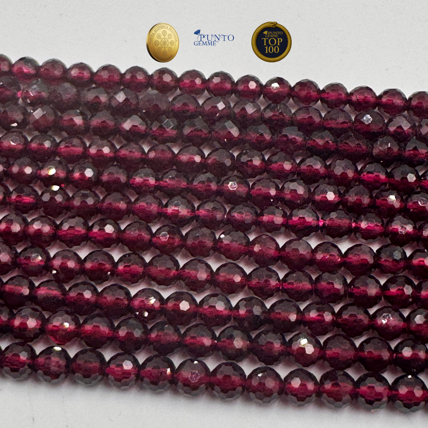 Granato Rosso Brasile 4mm sfaccettato, colore rosso intenso (PE0550-04). Punto Gemme, Top100,Pietra Aurea