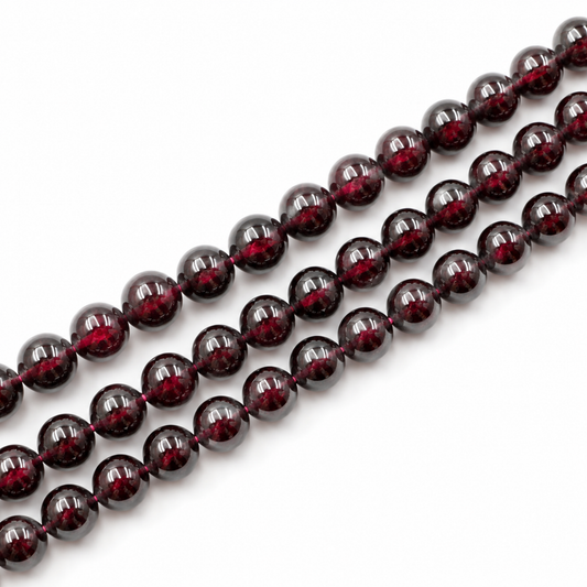 Tre fili di Granato Rosso Naturale Tanzania 5  mm