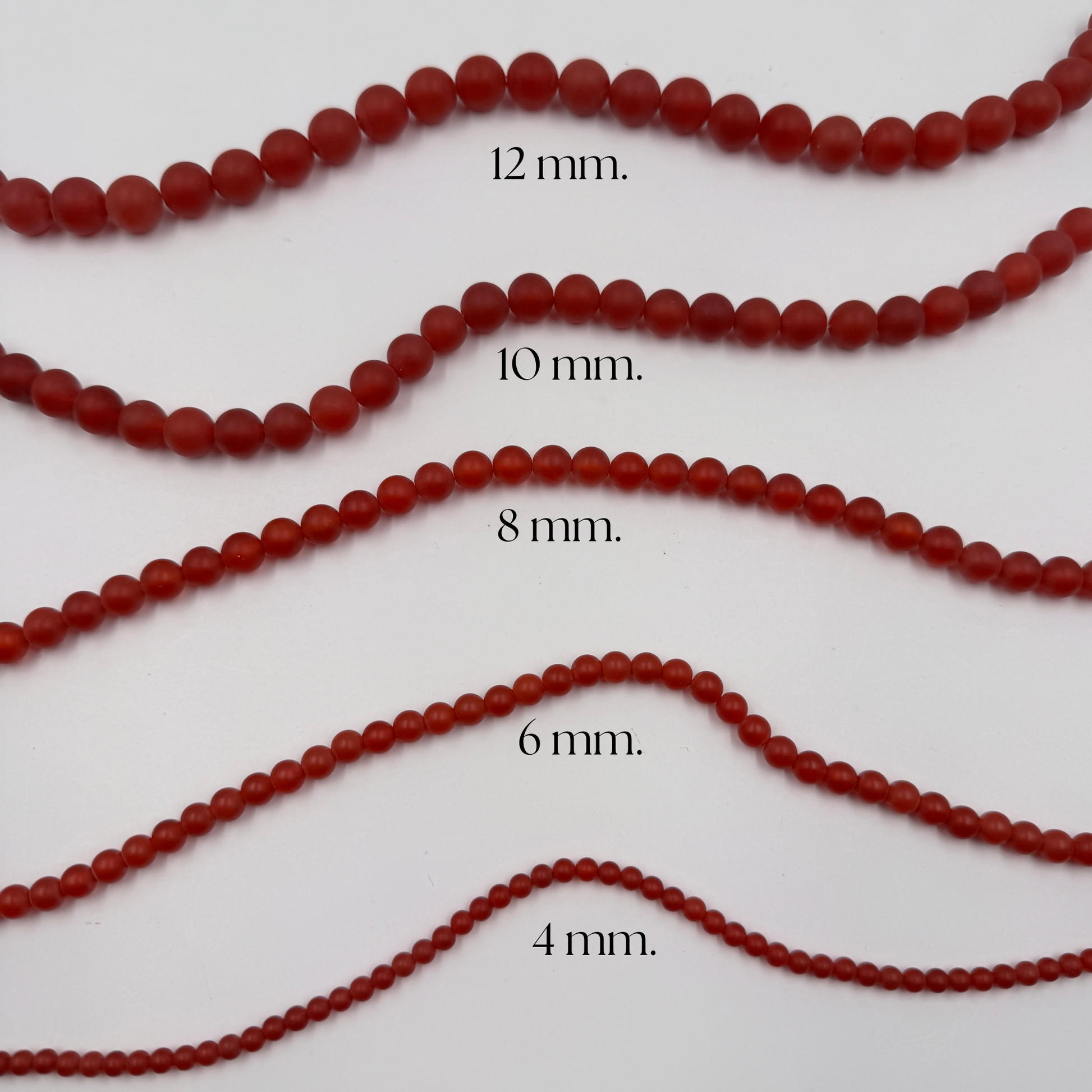 Agata rossa opaca naturale, sfere per creazioni artigianali. 4/6/8/10/12 mm.