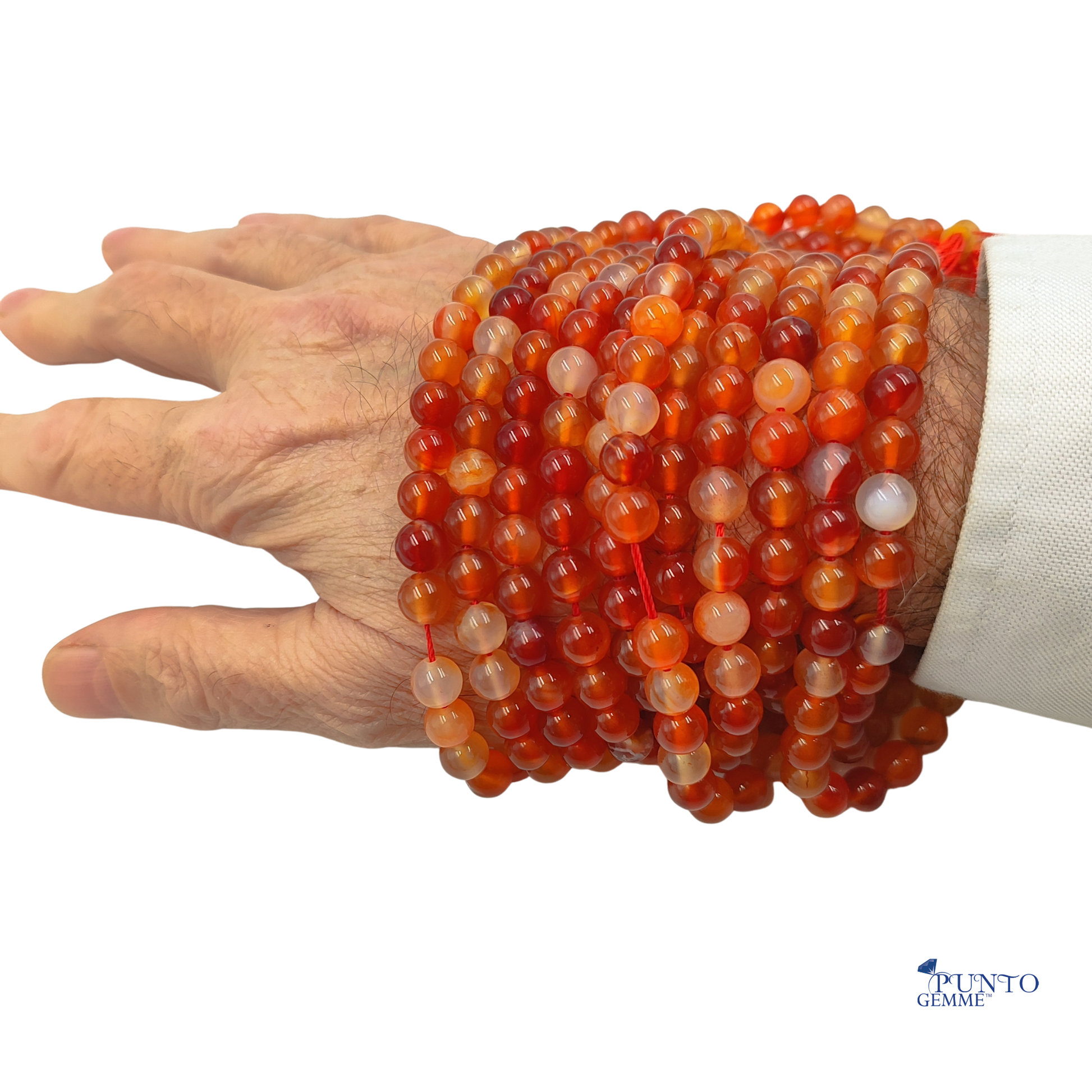 Filo di Corniola naturale PE0631-08 nelle misure 8 mm, con calde tonalità aranciate.