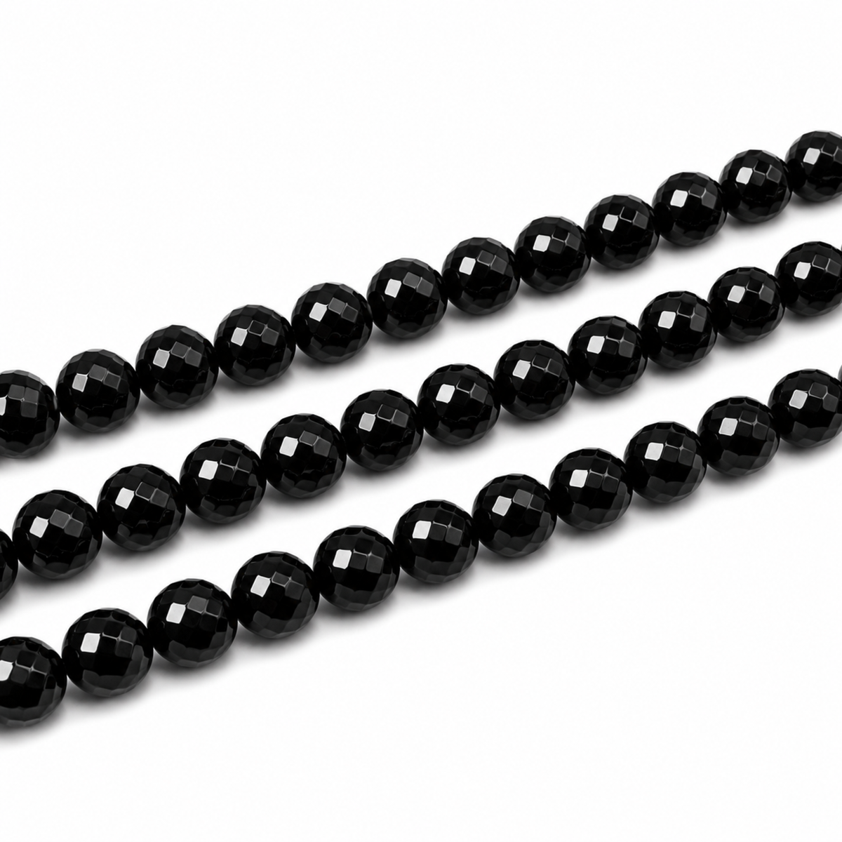 Filo Onice Nero naturale sfaccettato 8 mm PE0700 Punto Gemme