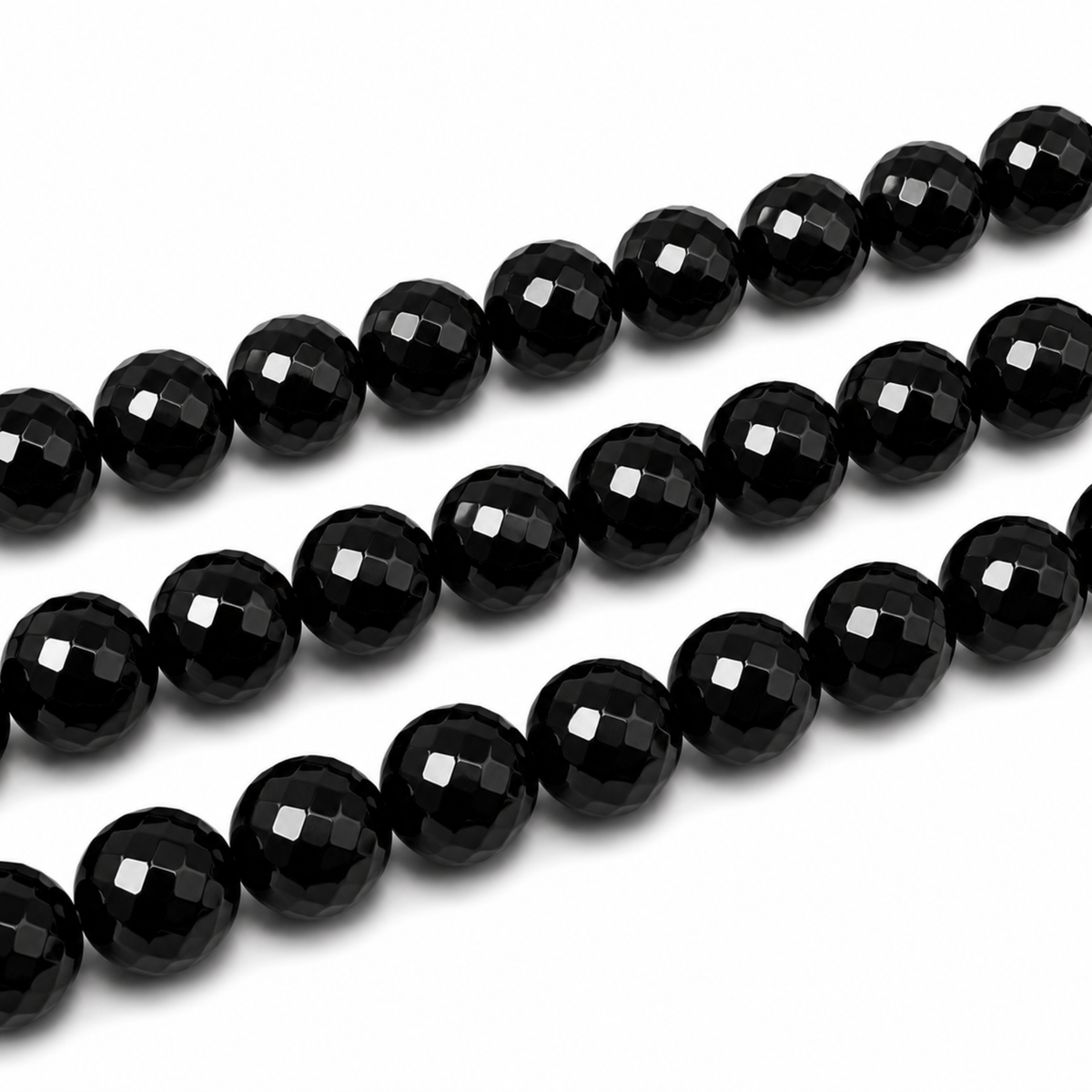 Filo Onice Nero naturale sfaccettato 10 mm PE0700 Punto Gemme