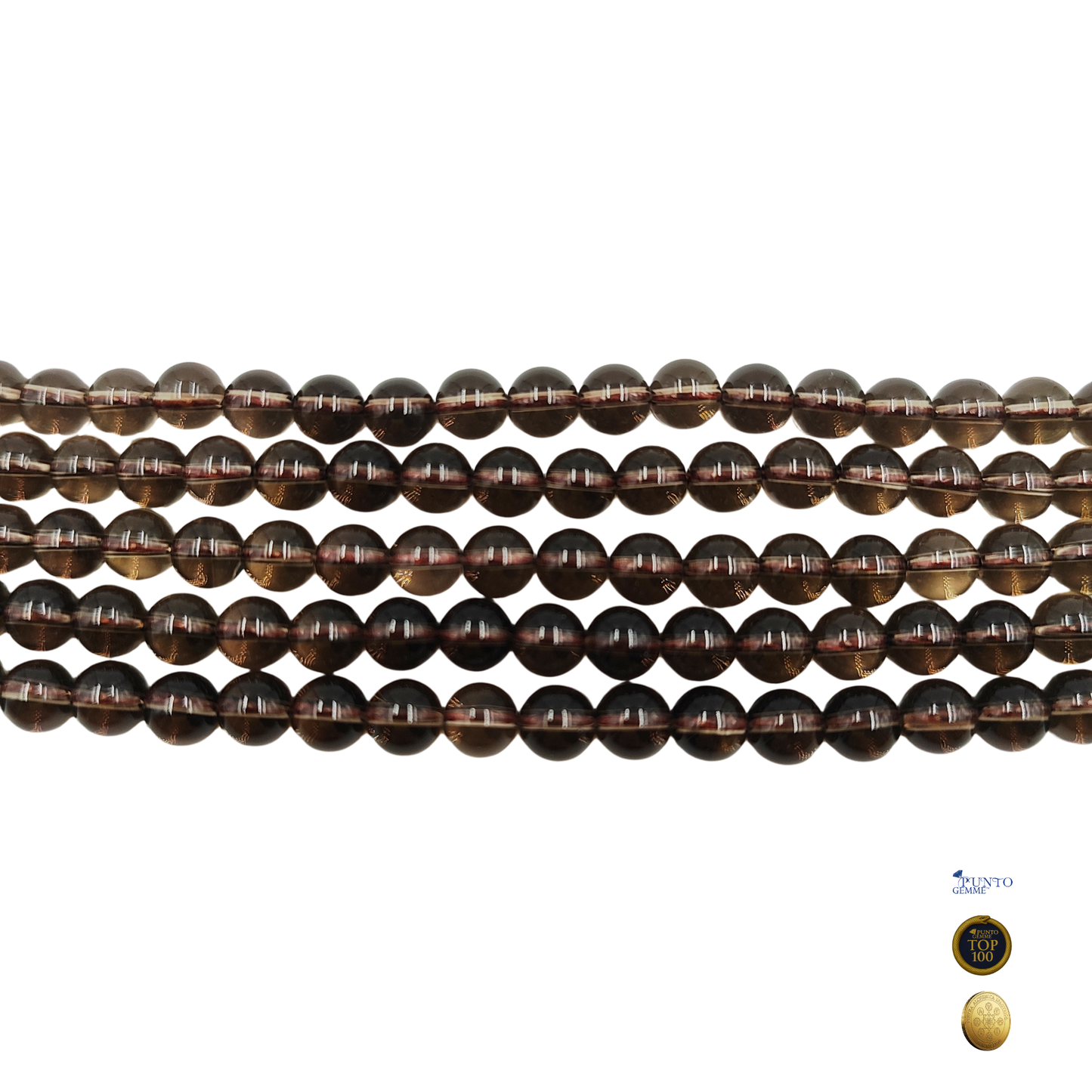 Filo di perle Quarzo Fumè 6mm, marrone fumo trasparente (PE0780-06). Punto gemme, Top100