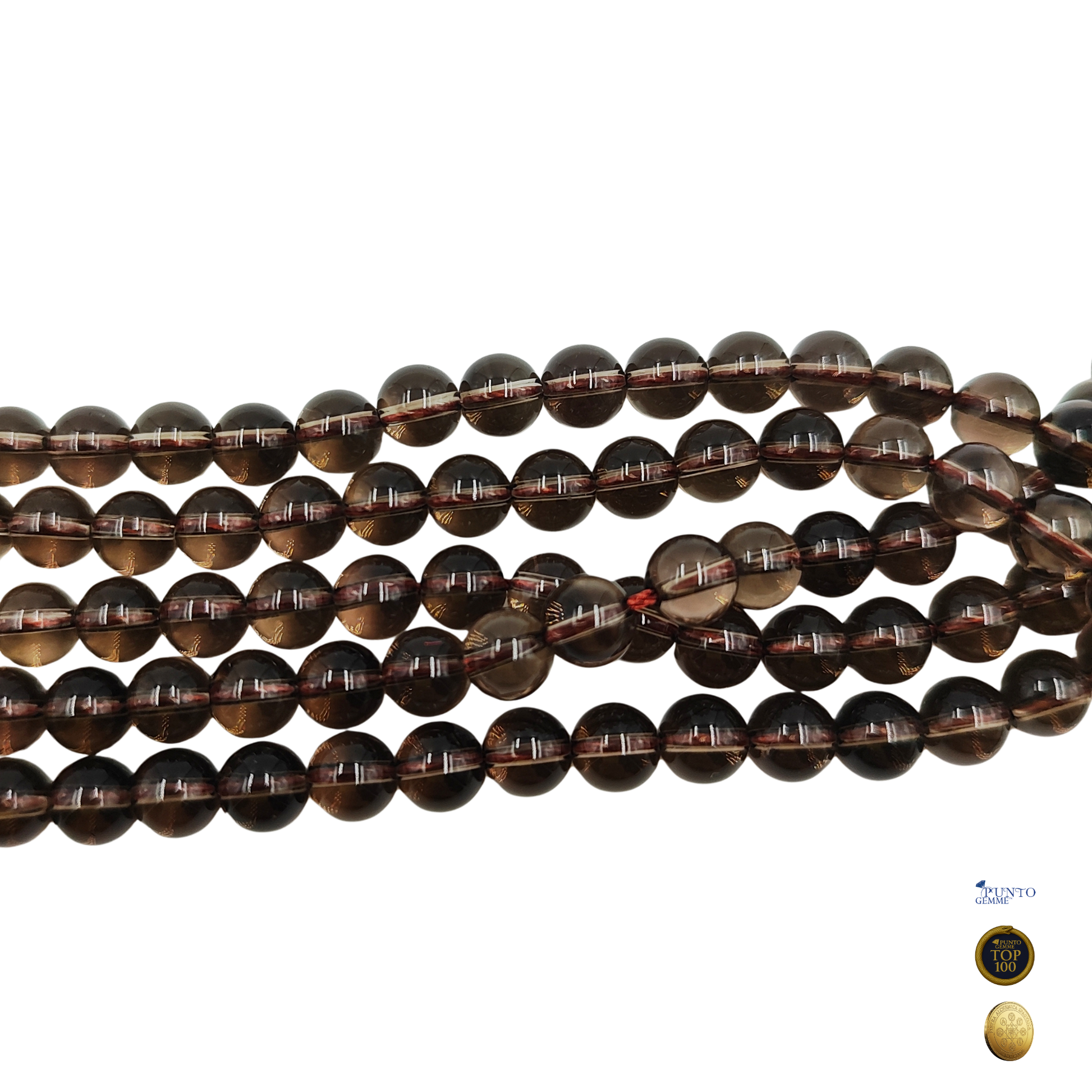 Immagine del filo esposto alla luce, evidenziando il colore fumè e la lucentezza.