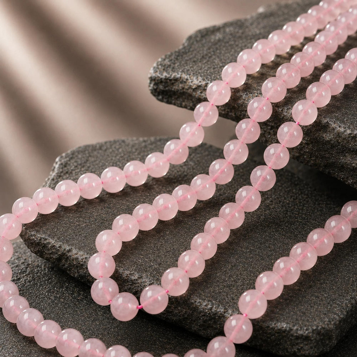 Filo Quarzo Rosa Pietra Naturale 6 mm Tondo Punto Gemme PE0790-06 - foto commerciale 