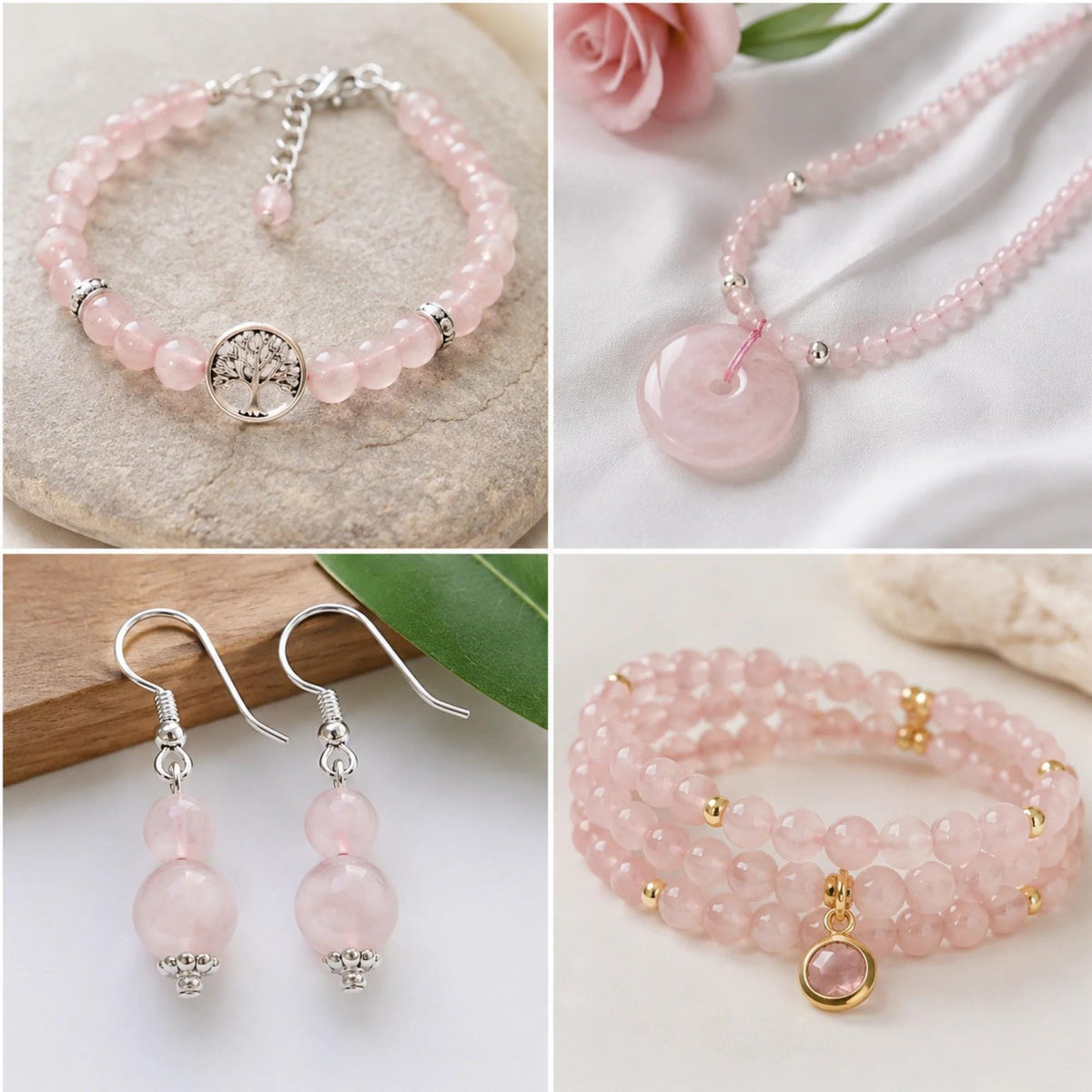 Filo Quarzo Rosa Pietra Naturale 6 mm Tondo Punto Gemme PE0790-06 - esempi di lavorazione
