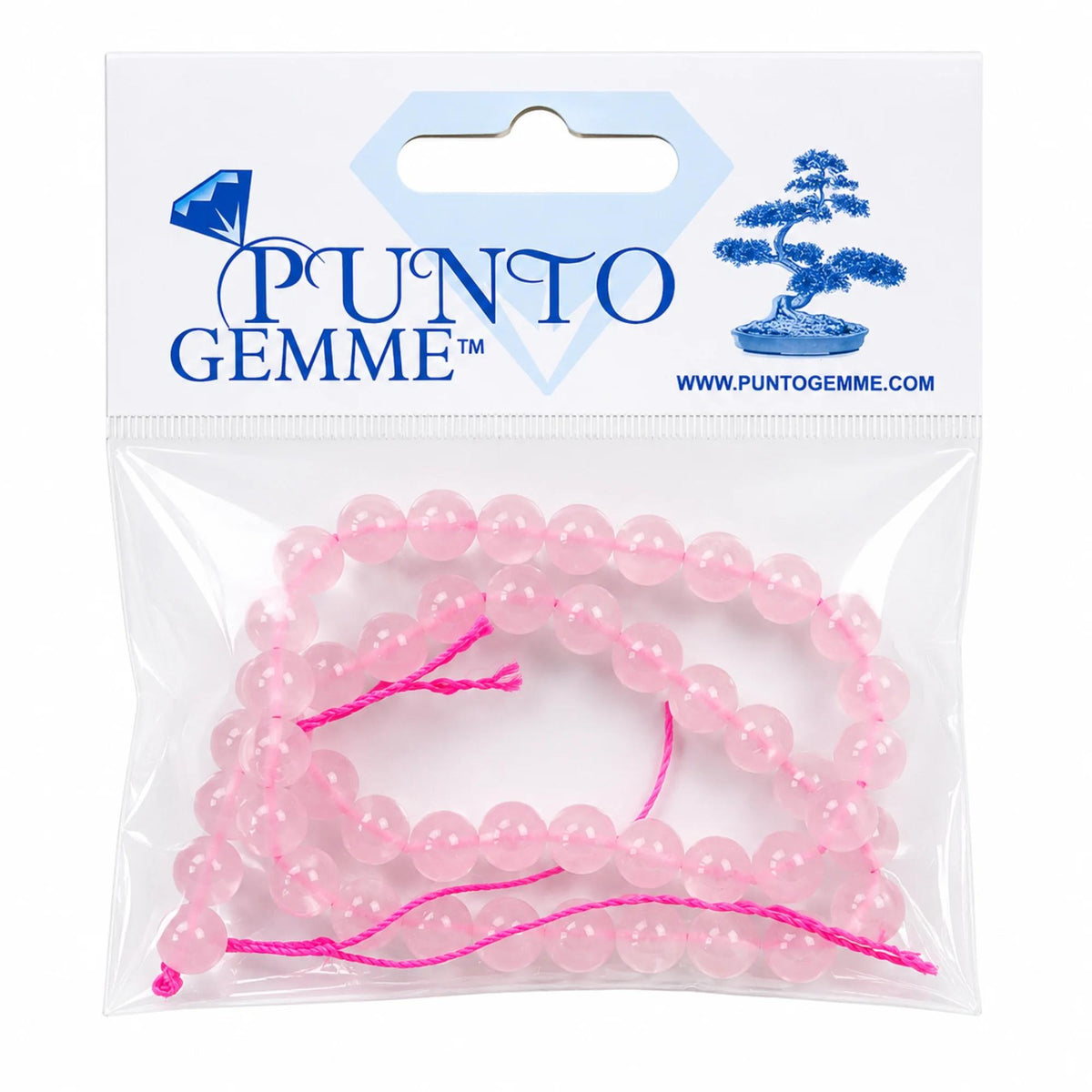 Filo Quarzo Rosa Pietra Naturale 6 mm Tondo Punto Gemme PE0790-06 - confezione