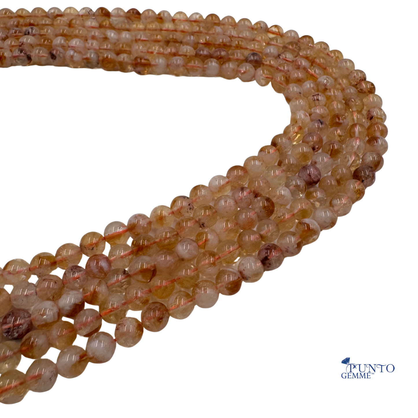 Citrino Naturale Tondo Liscio Filo di Pietre Naturali Varie Misure (6/8 mm) • PE0791