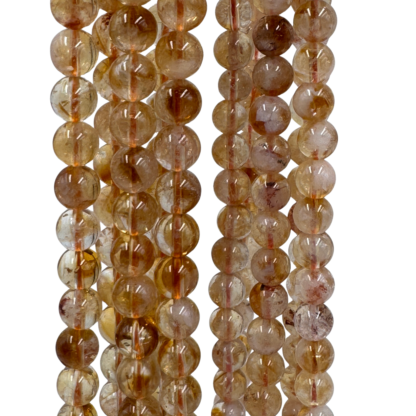 Citrino Naturale Tondo Liscio Filo di Pietre Naturali Varie Misure (6/8 mm) • PE0791