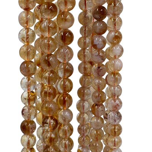 Citrino Naturale Tondo Liscio Filo di Pietre Naturali Varie Misure (6/8 mm) • PE0791