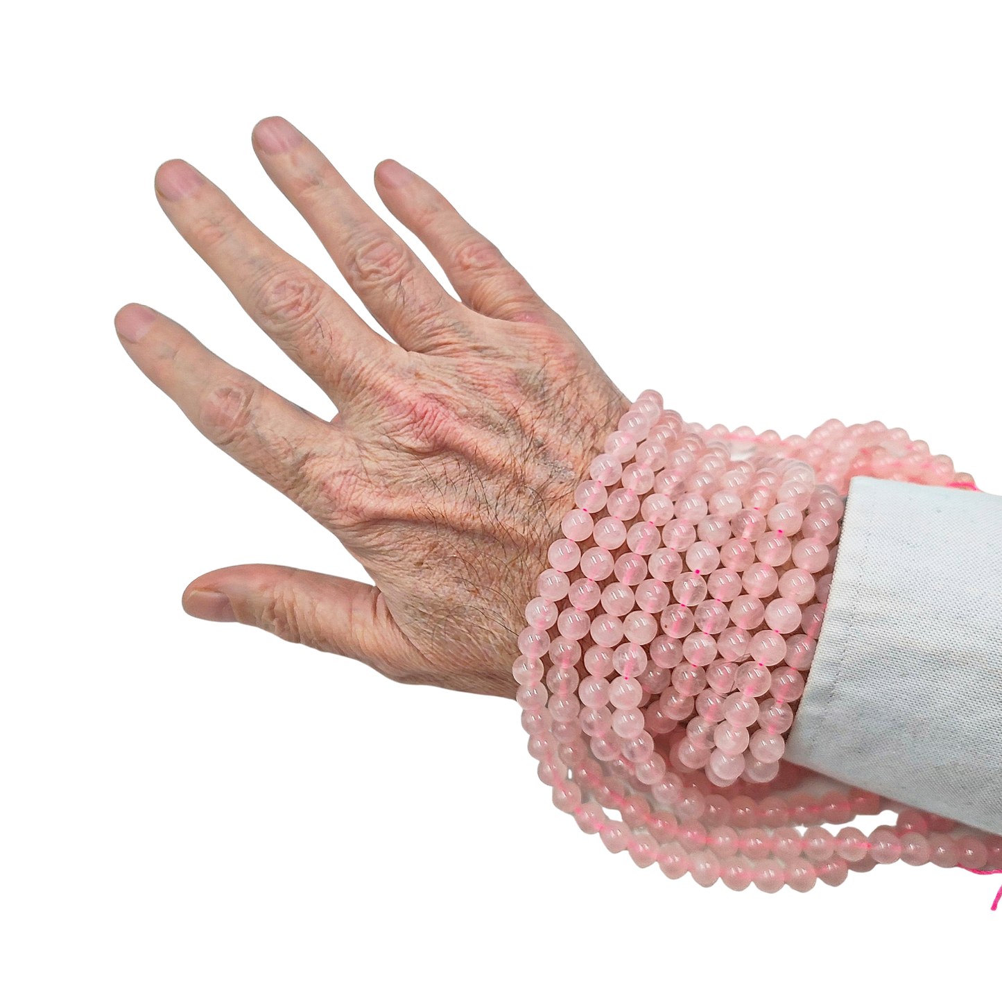 Perle sferiche di Quarzo Rosa PE0792-08 per oreficeria, simbolo di amore incondizionato e grazia.