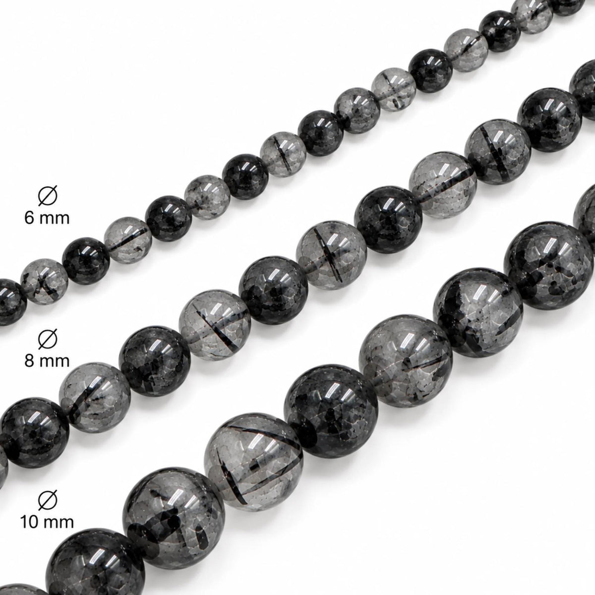 Filo Quarzo Tormalinato Nero Naturale AA 6 8 10 mm Punto Gemme PE0801 - PE0801 - foto 5