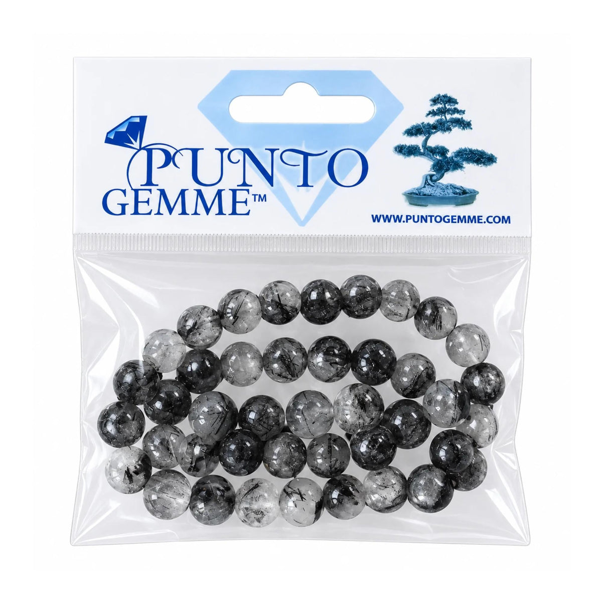 Filo Quarzo Tormalinato Nero Naturale AA 6 8 10 mm Punto Gemme PE0801 - PE0801 - foto 6