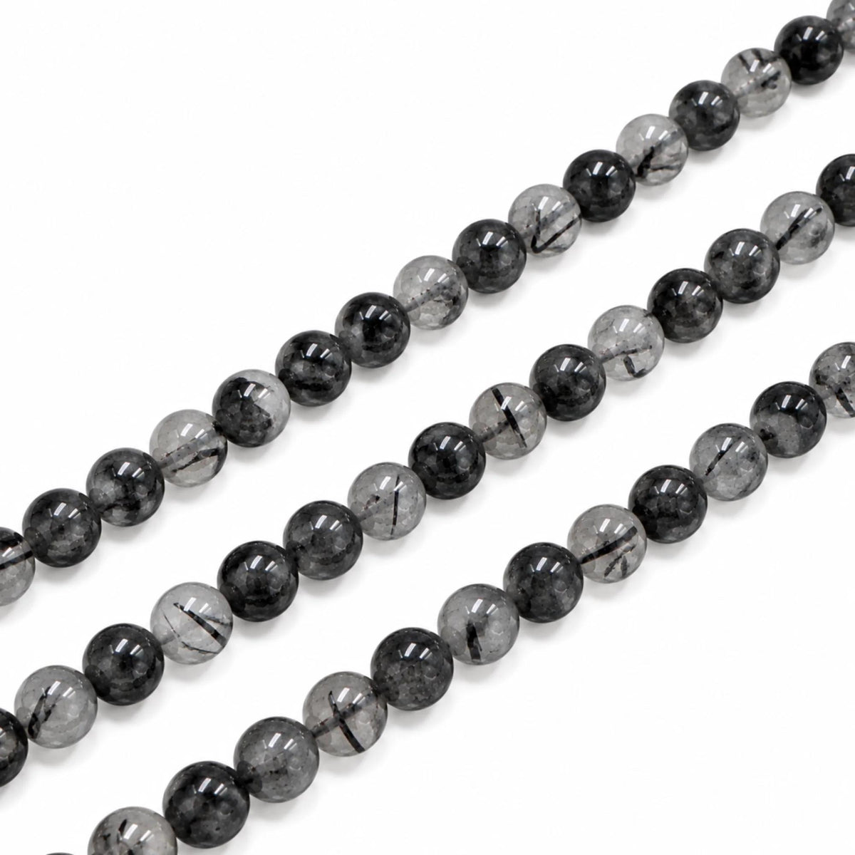 Filo Quarzo Tormalinato Nero Naturale AA 6 8 10 mm Punto Gemme PE0801 - PE0801 - foto 7