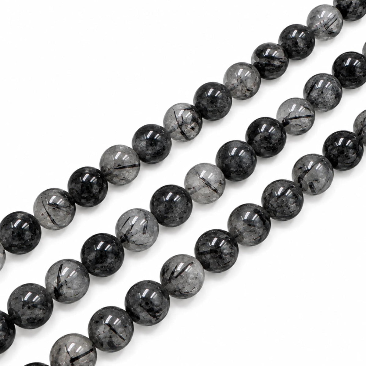 Filo Quarzo Tormalinato Nero Naturale AA 6 8 10 mm Punto Gemme PE0801 - PE0801 - foto 8