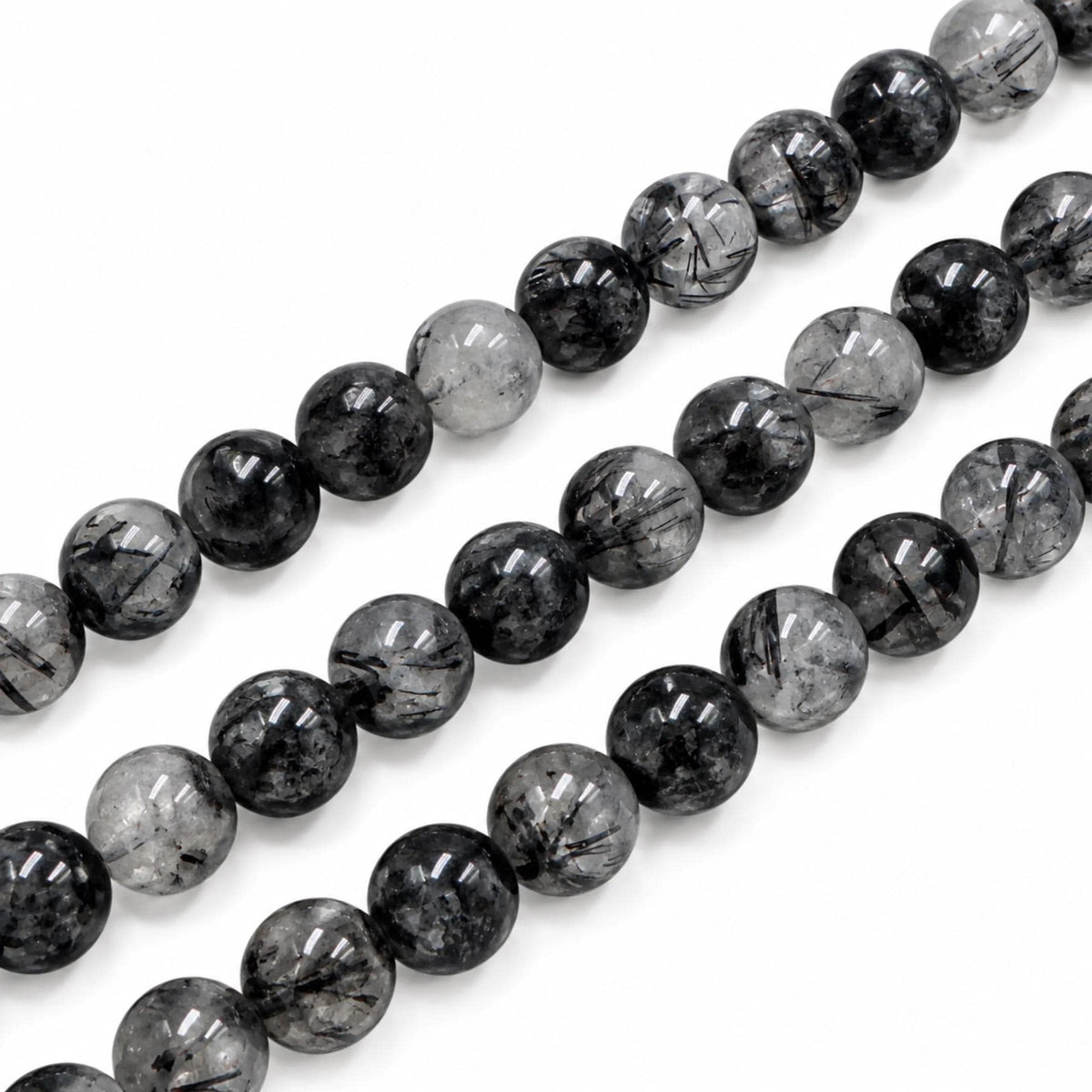 Filo Quarzo Tormalinato Nero Naturale AA 6 8 10 mm Punto Gemme PE0801 - PE0801 - foto 9