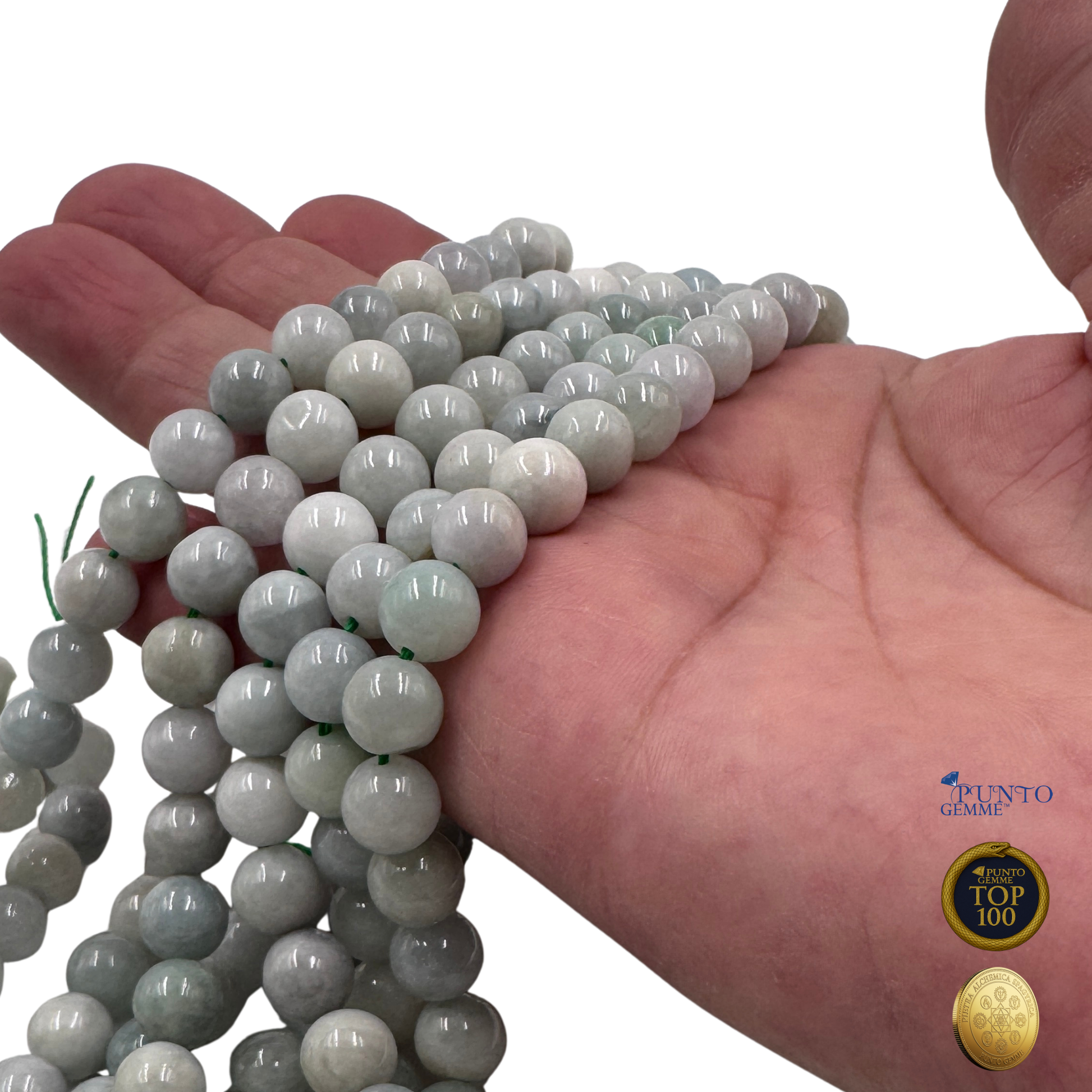 Giada Imperiale naturale da 6 mm (Burma), la pietra asiatica della longevità e della salute.