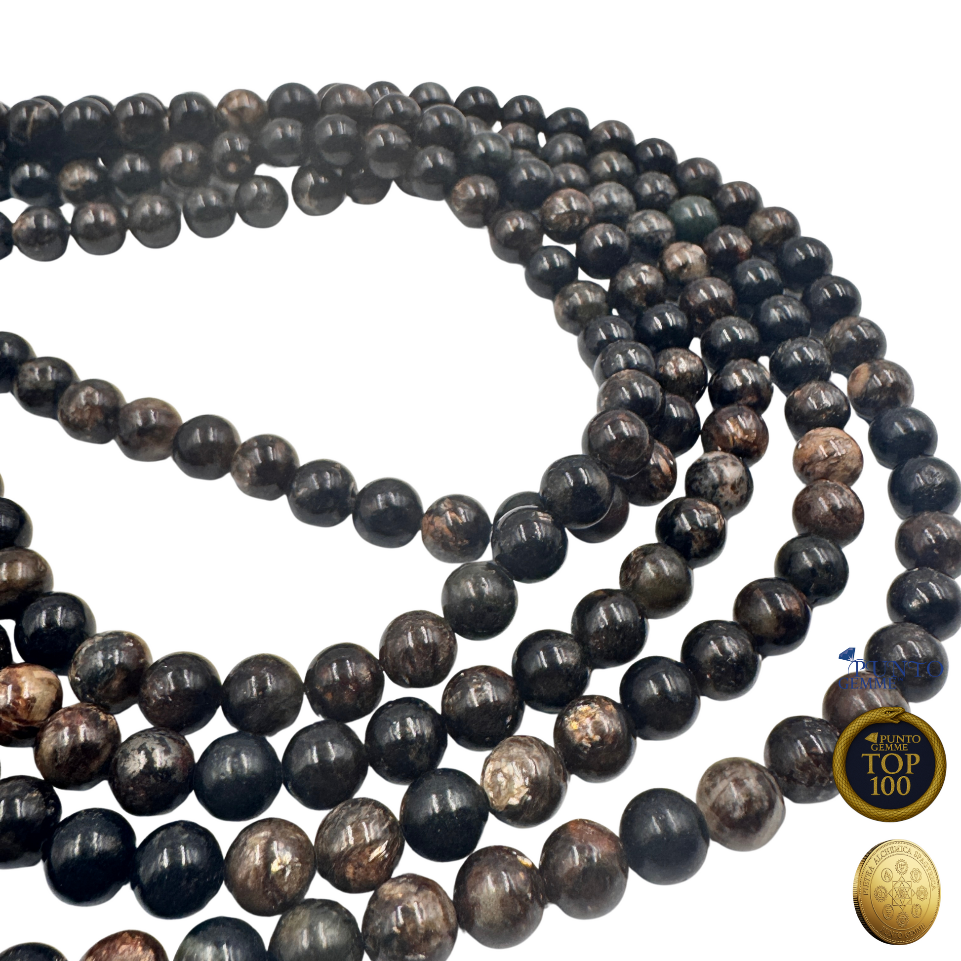 Filo di pietre dure Biotite 6mm tondo liscio, colore marrone scuro con lucentezza (PE0410-06)