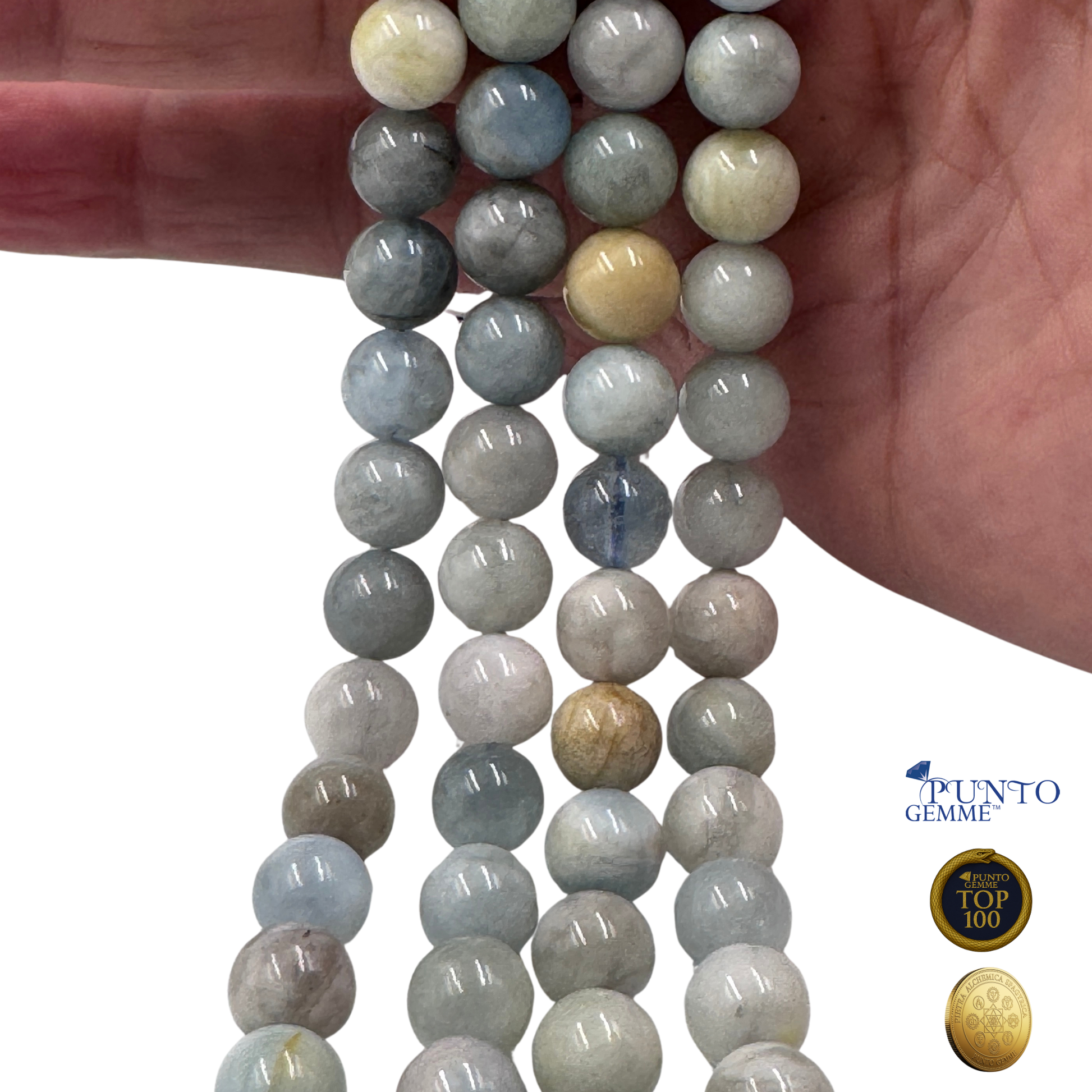 Filo di perle sferiche lisce di Davidsonite naturale (PE0852-08) da 8 mm, ideale per l'attivazione dell'intuizione.