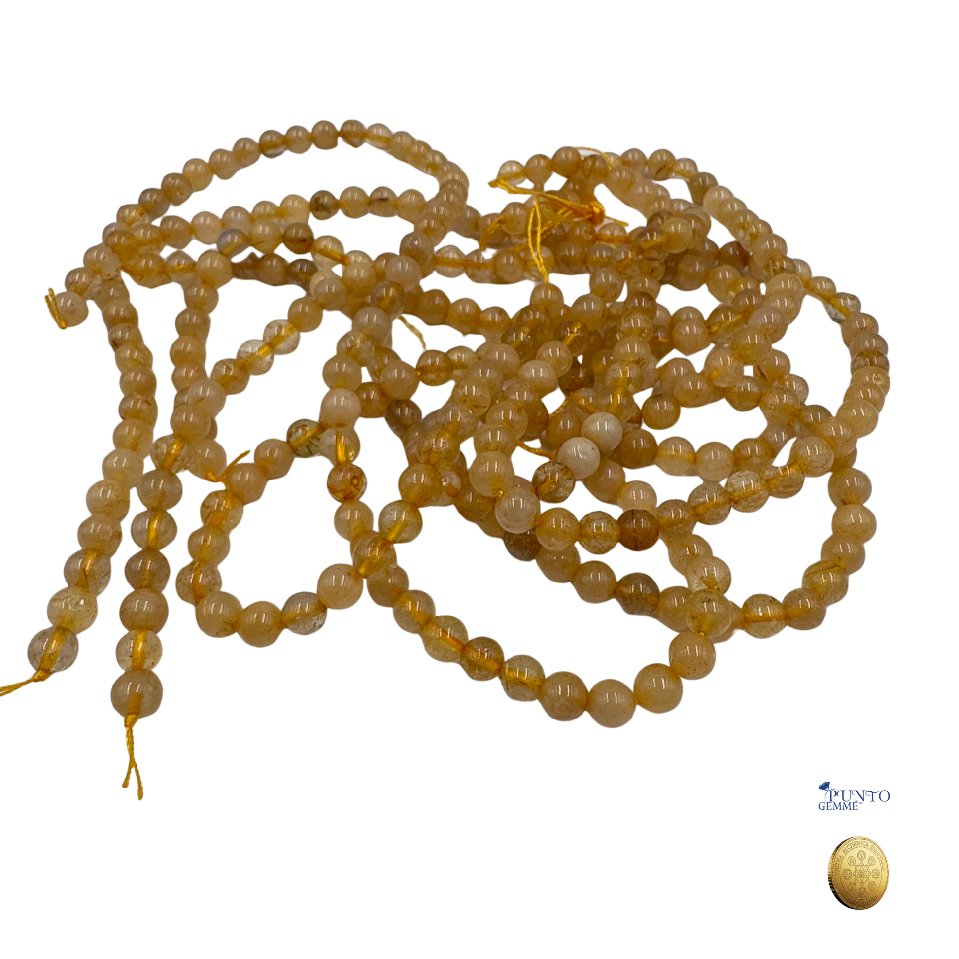 Filo di perle Quarzo Rutilato Oro variante 6 mm.