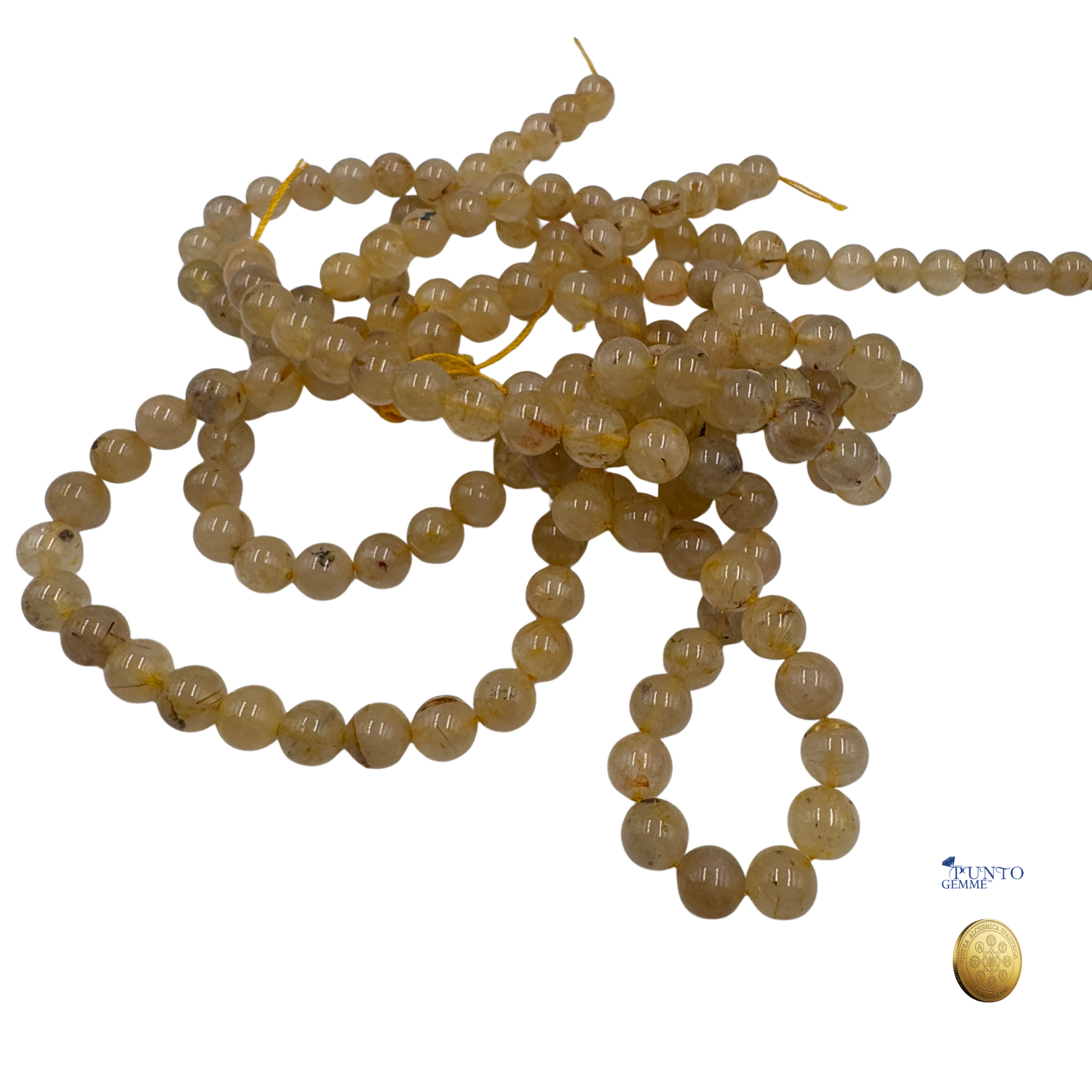 Filo di perle Quarzo Rutilato Oro variante 8 mm.