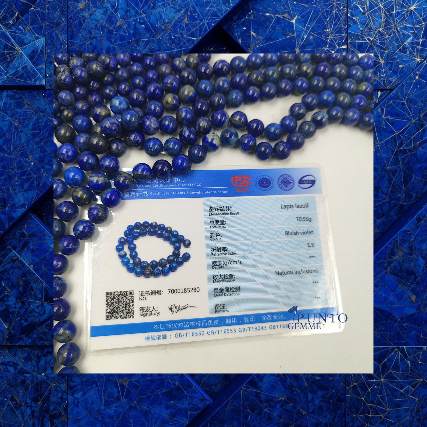 Lapislazzuli autentico certificato, la pietra della protezione e della saggezza per creazioni esclusive.