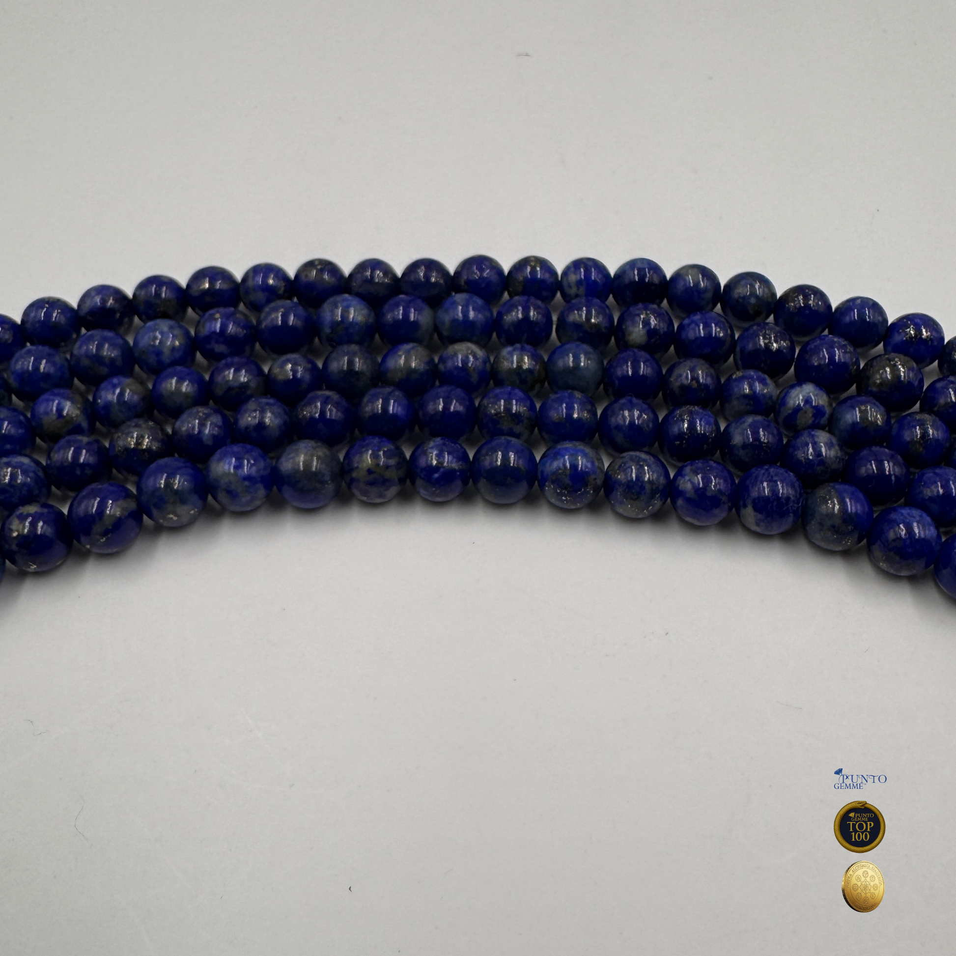 Filo di Lapislazzuli Afghanistan 8mm, blu intenso con Pirite scintillante (PE0901-08).