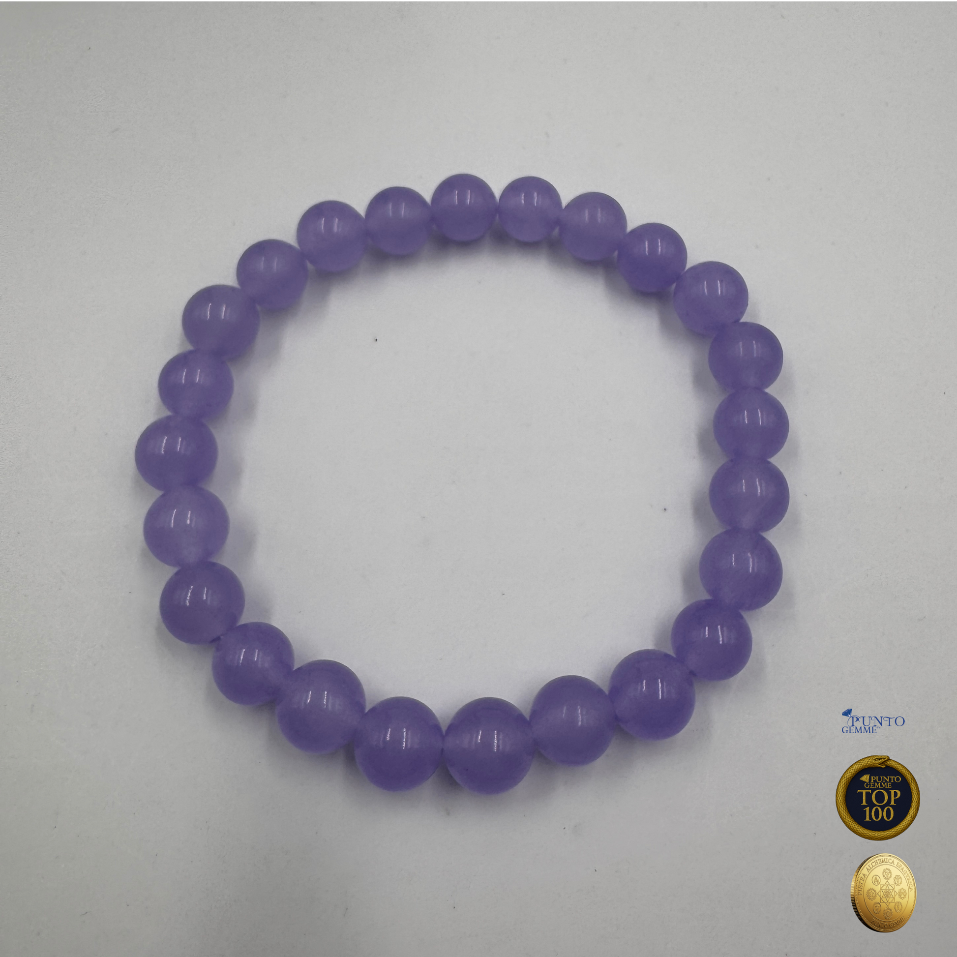 Immagine del bracciale esposto alla luce, evidenziando la traslucidità e la qualità +.