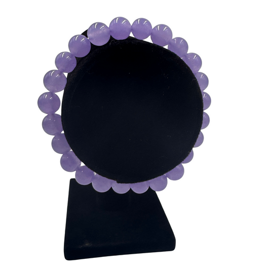 Bracciale Calcedonio Lavanda 8mm tondo liscio (Taglia L) su espositore PE6002