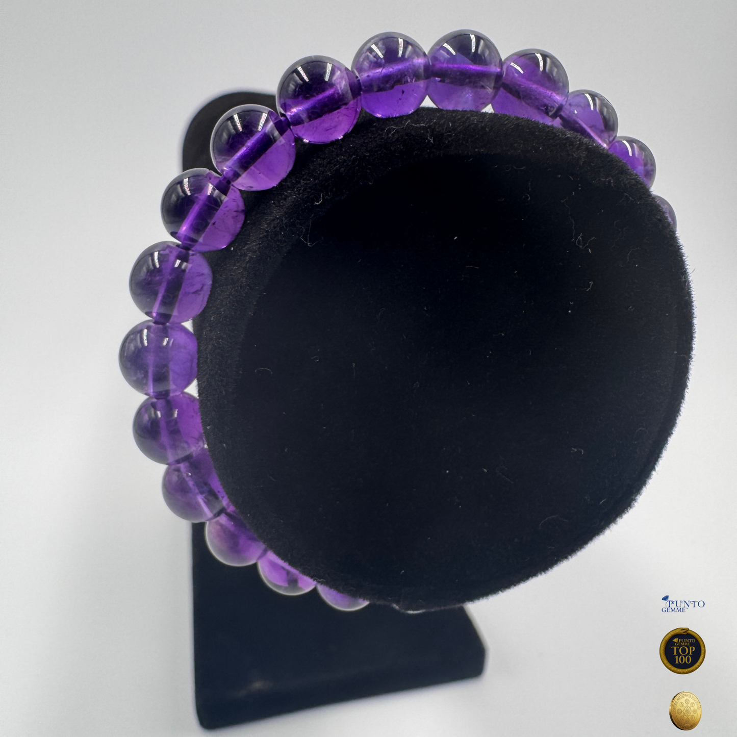 Ametista grado A - Bracciale Elastico di Pietre Naturale  8 mm Top100 Pietra aurea PE6004