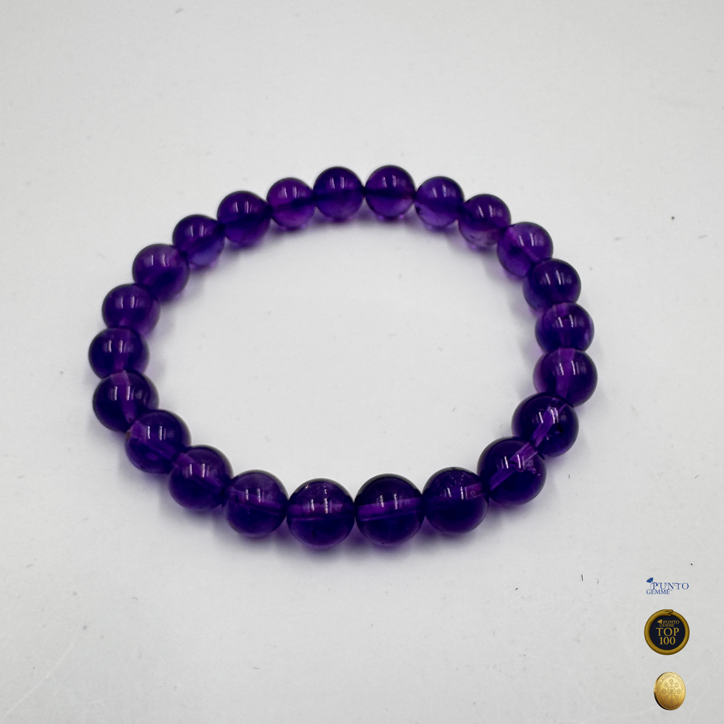 Ametista grado A - Bracciale Elastico di Pietre Naturale  8 mm Top100 Pietra aurea PE6004