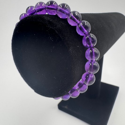 Ametista grado A - Bracciale Elastico di Pietre Naturale  8 mm Top100 Pietra aurea PE6004