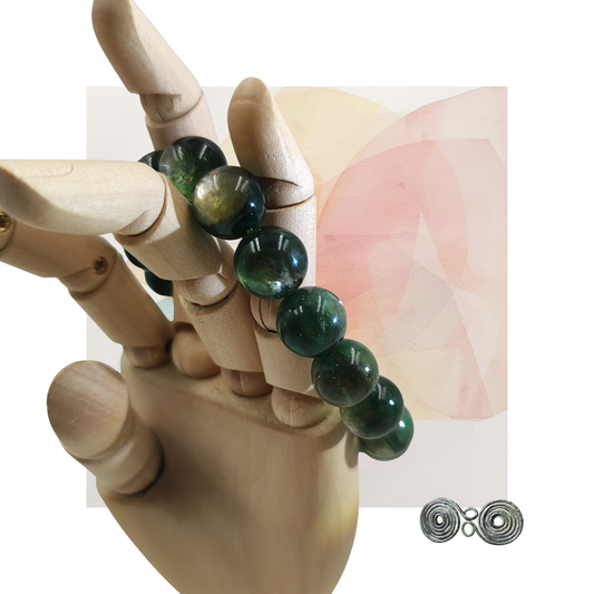 Pietre naturali di Lepidolite varietà Deep Green, dettaglio macro delle sfumature minerali certificate AIJC.