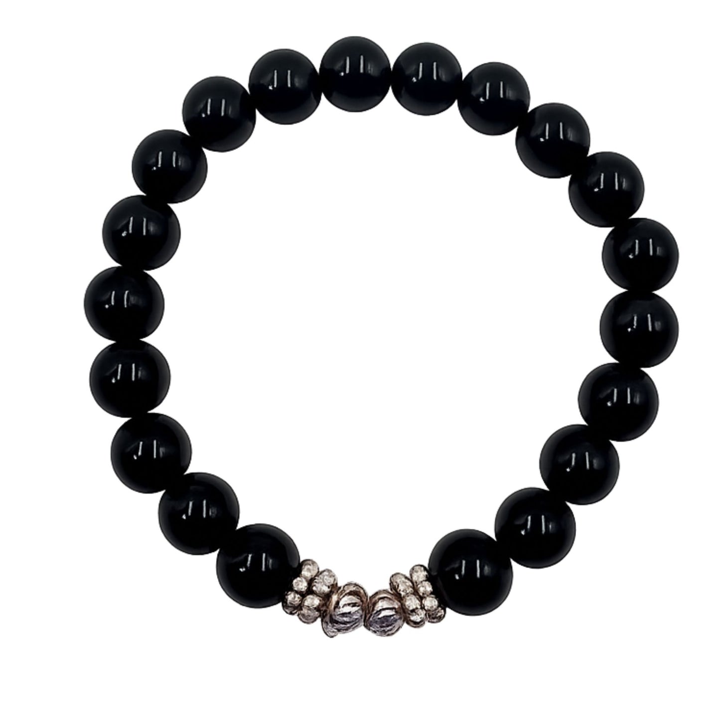 Braccialetto elastico Gemmopoli in Tormalina Nera naturale 8 mm con Sfondo bianco per google