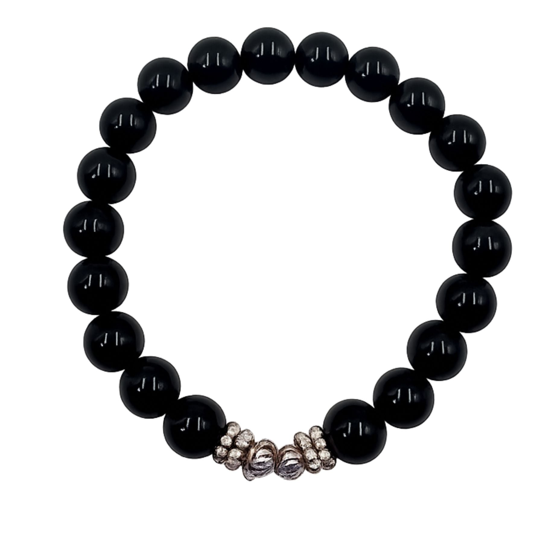 Braccialetto elastico Gemmopoli in Tormalina Nera naturale 8 mm con Sfondo bianco per google