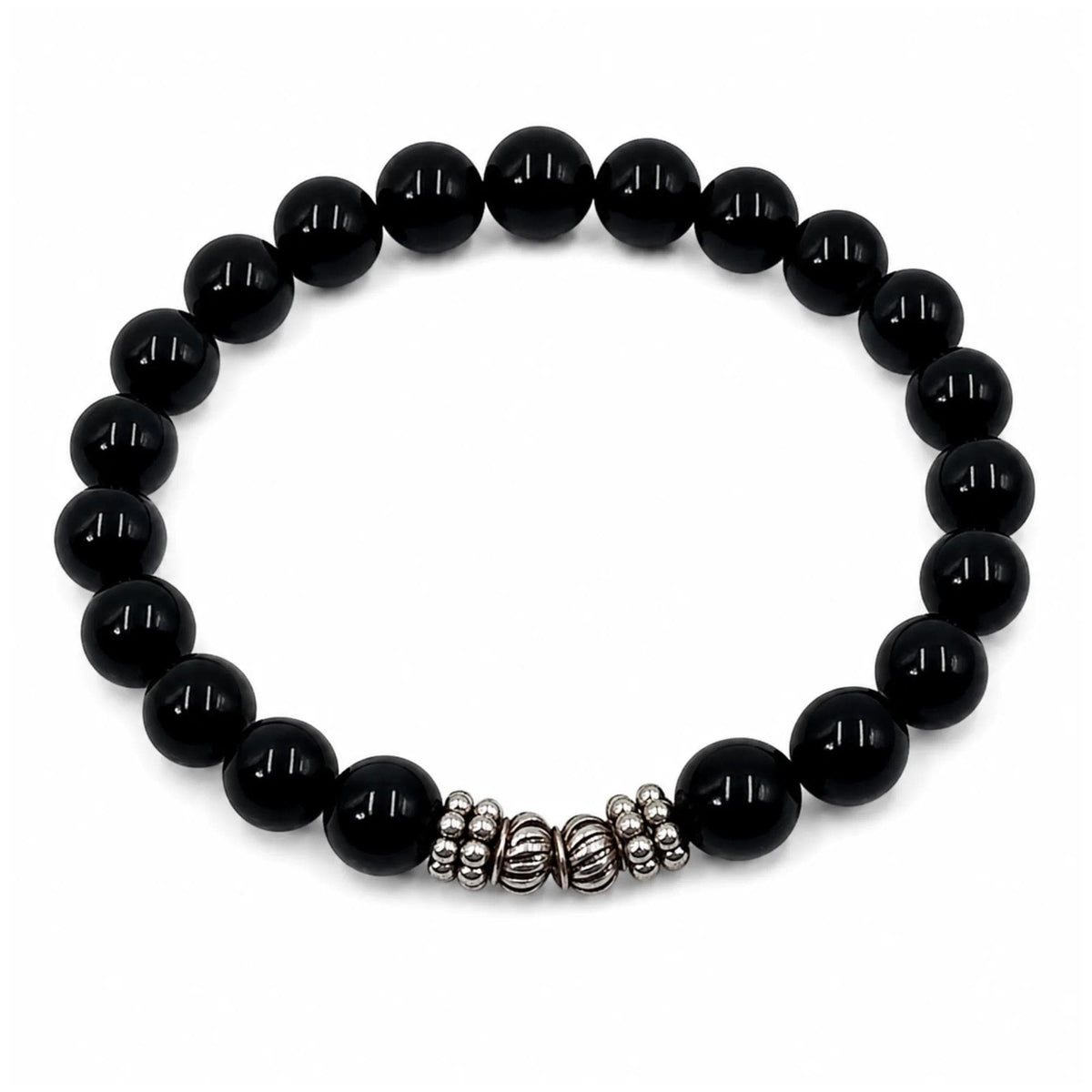 Bracciale Tormalina Nera Naturale 8 mm per uomo donna Gemmopoli PE8004 - PE8004