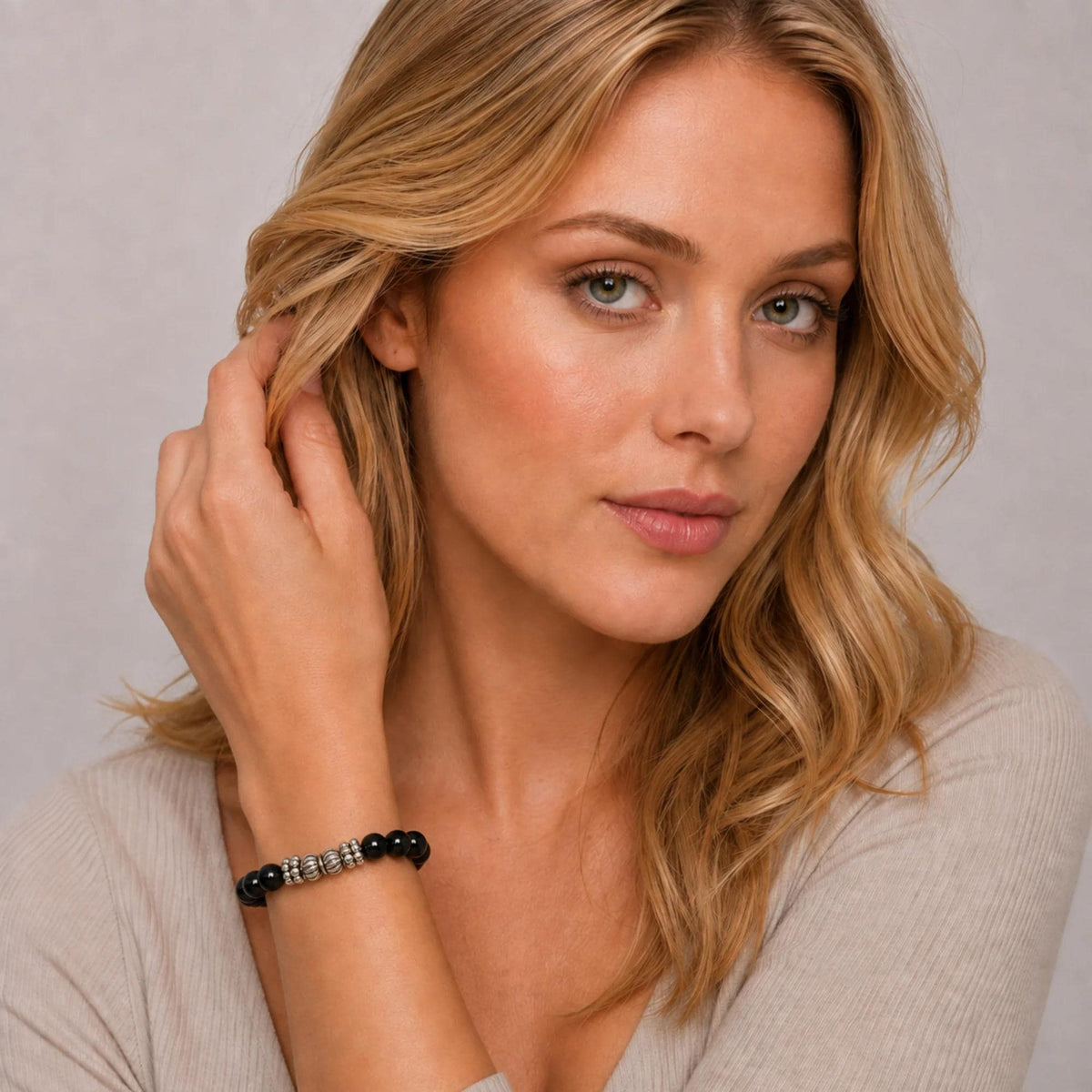 Bracciale Tormalina Nera Naturale 8 mm per uomo donna Gemmopoli PE8004 - PE8004 - foto 2