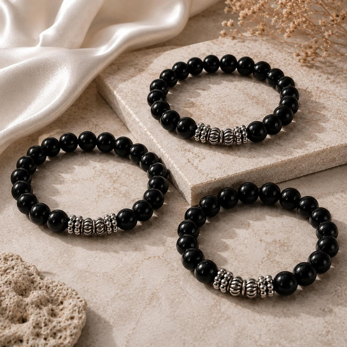 Bracciale Tormalina Nera Naturale 8 mm per uomo donna Gemmopoli PE8004 - PE8004 - foto 4
